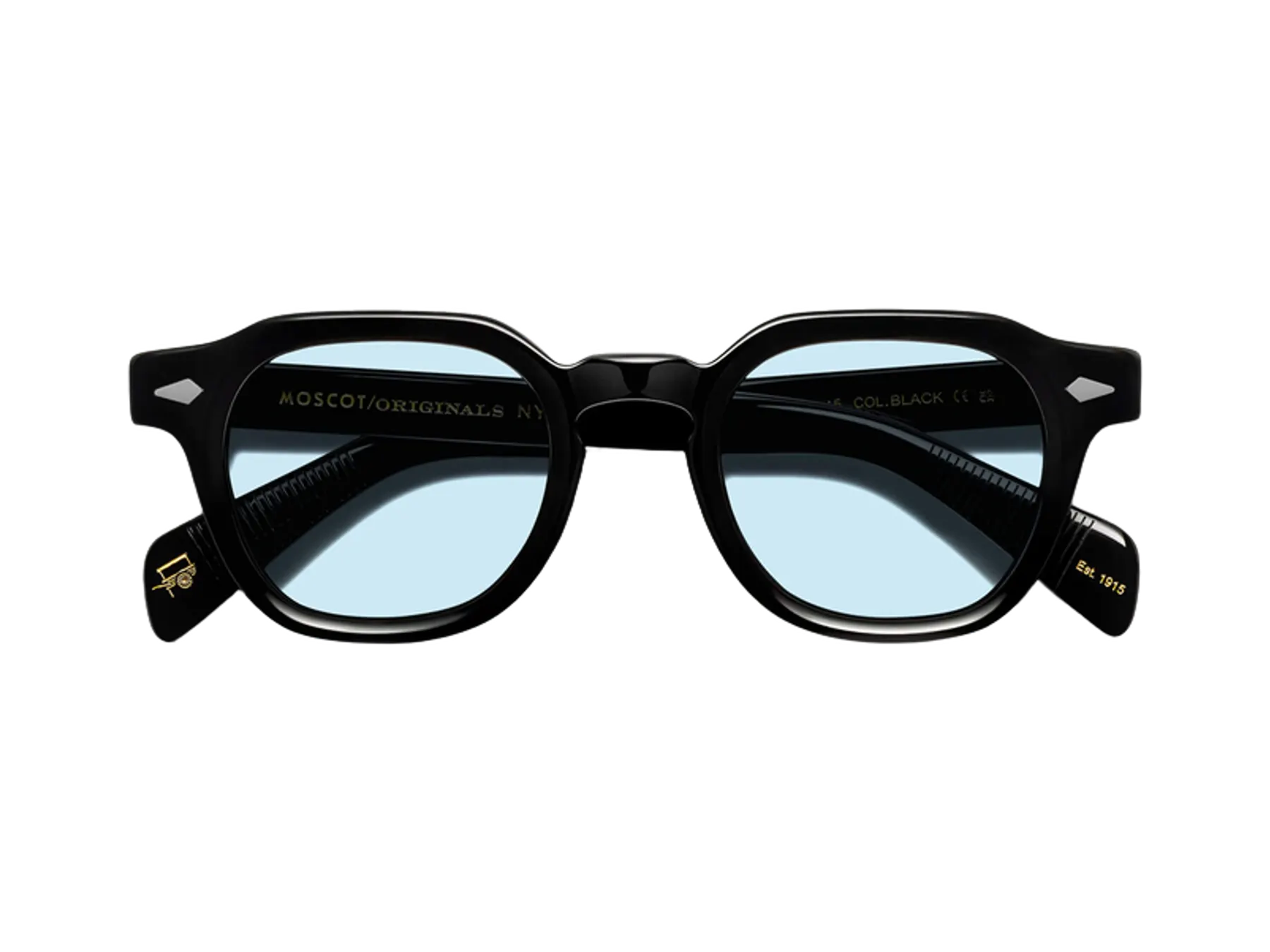 Moscot Dolt Sun sunčane naočare, boja Black, staklo Bel Air Blue, pogled spreda
