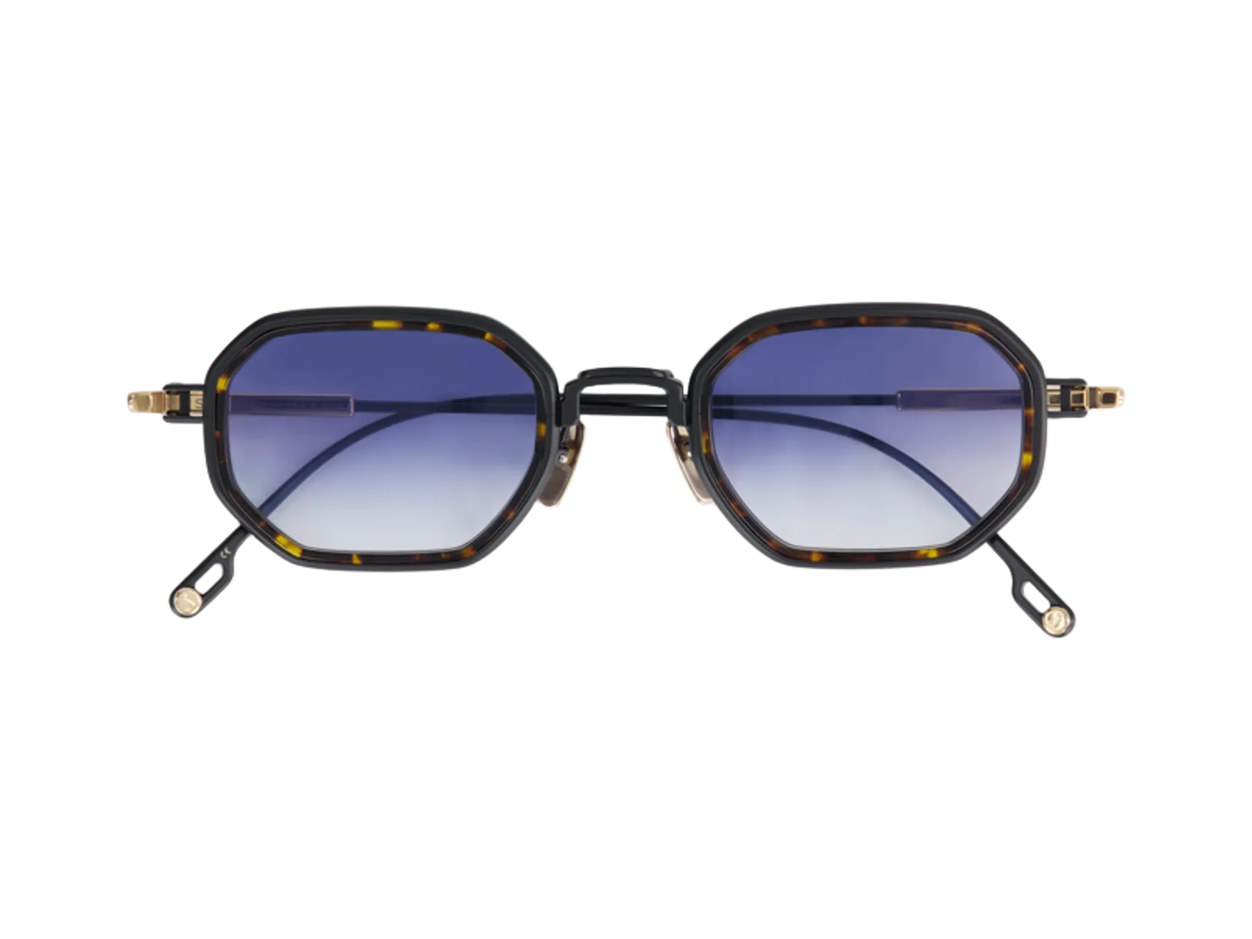 Sato Timir-T sunčane naočare, boja Black / Lunar Gold, Tortoise Insert, titanijum, Dark Blue Gradient staklo, pogled odozgo