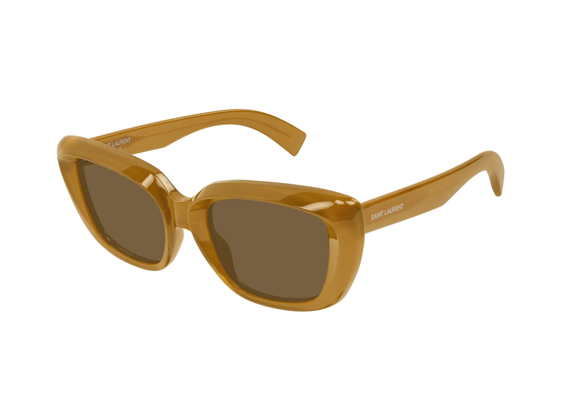 Saint Laurent SL 857 sunčane naočare, boja Shiny Opal Mustard, pogled iz ugla