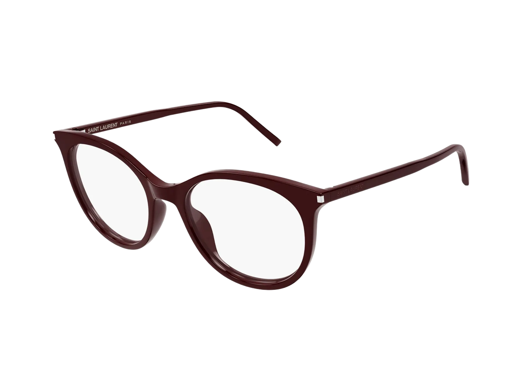 Saint Laurent SL 891 dioptrijske naočare, boja Shiny Solid Burgundy, pogled iz ugla