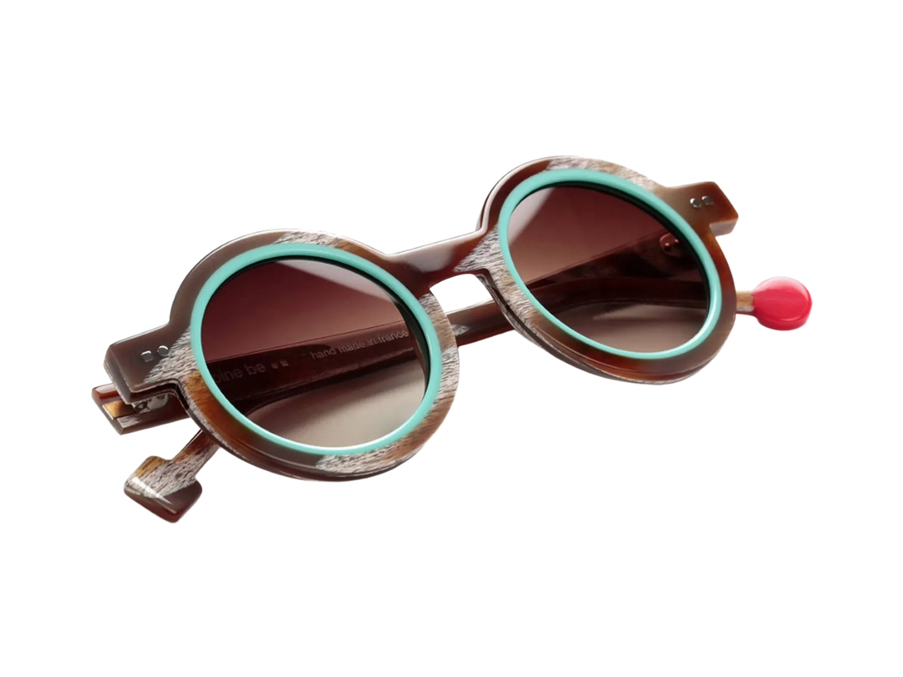 Sabine Be Be Addict Sun sunglasses, colour Horn Vintage / Turquoise, with one temple folded