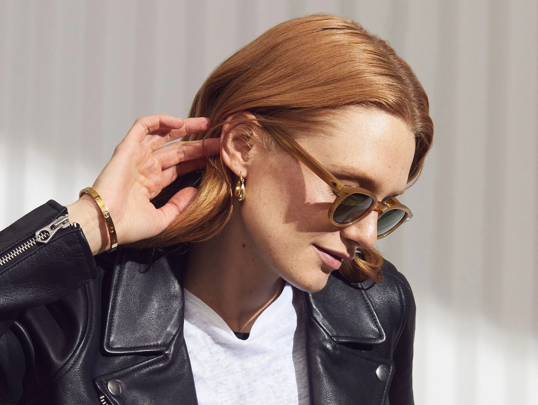 Moscot Lemtosh Sun sunčane naočare, boja Blonde, staklo Calibar Green, na licu
