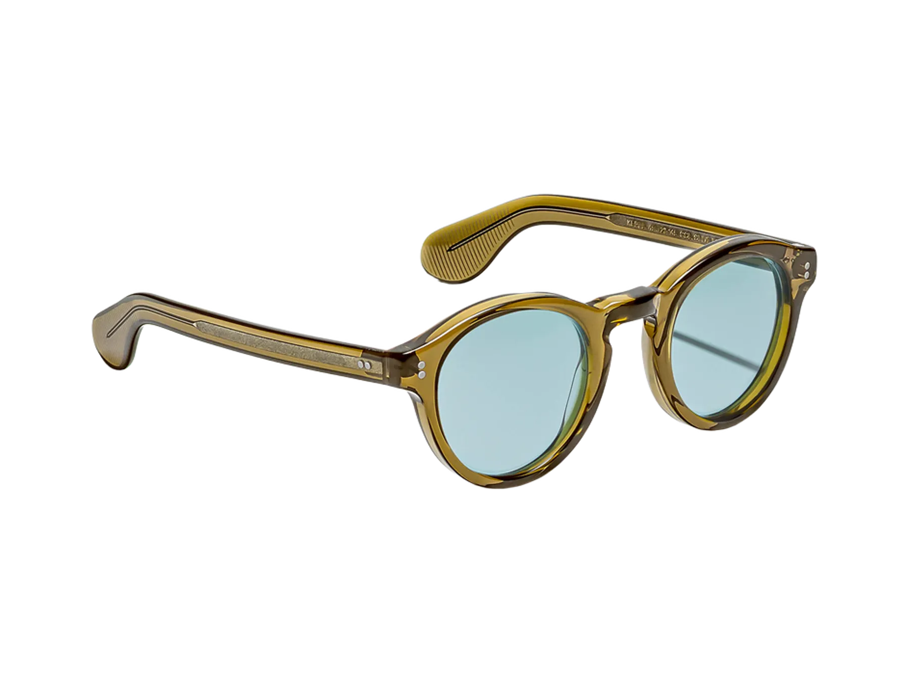 Moscot Keppe Sun sunčane naočare, boja Olive Brown, staklo Mineral Blue, pogled iz ugla