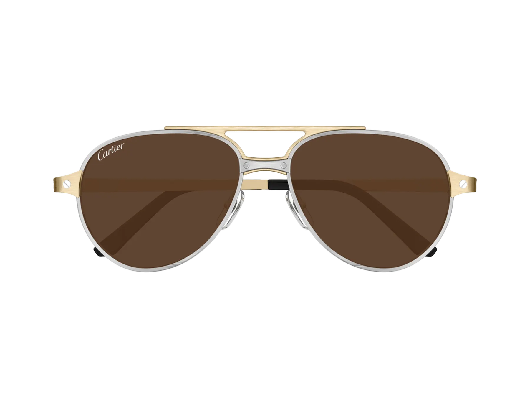Cartier Santos de Cartier CT0476S sunčane naočare, boja Silver/Gold, pogled spreda