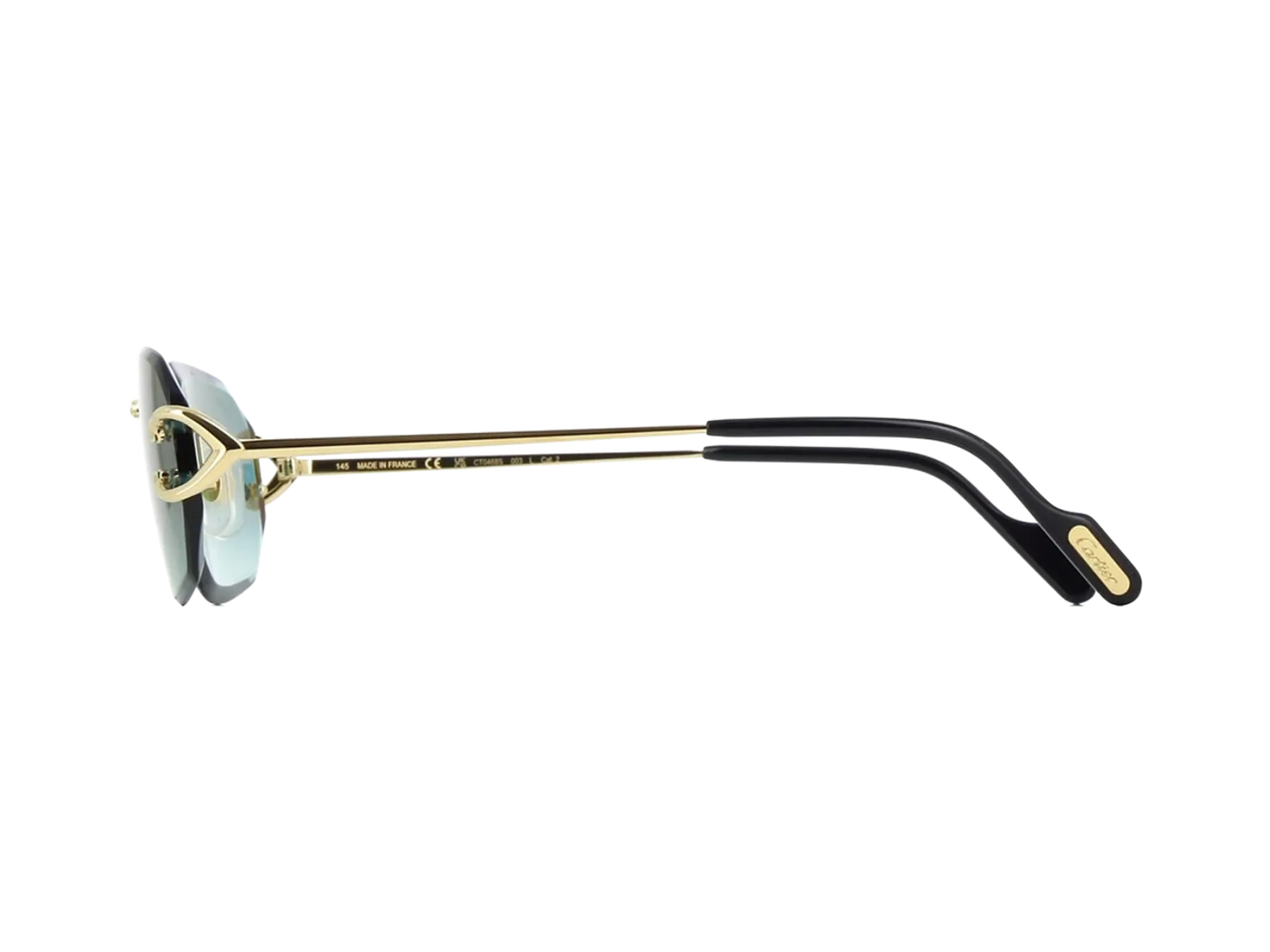 Cartier C Décor CT0468S sunčane naočare, boja Shiny Gold/Green, pogled sa strane