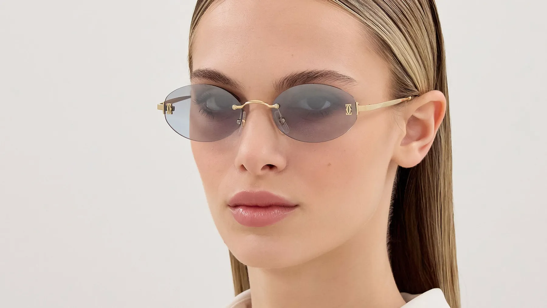 Cartier C de Cartier CT0592S sunčane naočare, boja Gold/Aqua, na licu