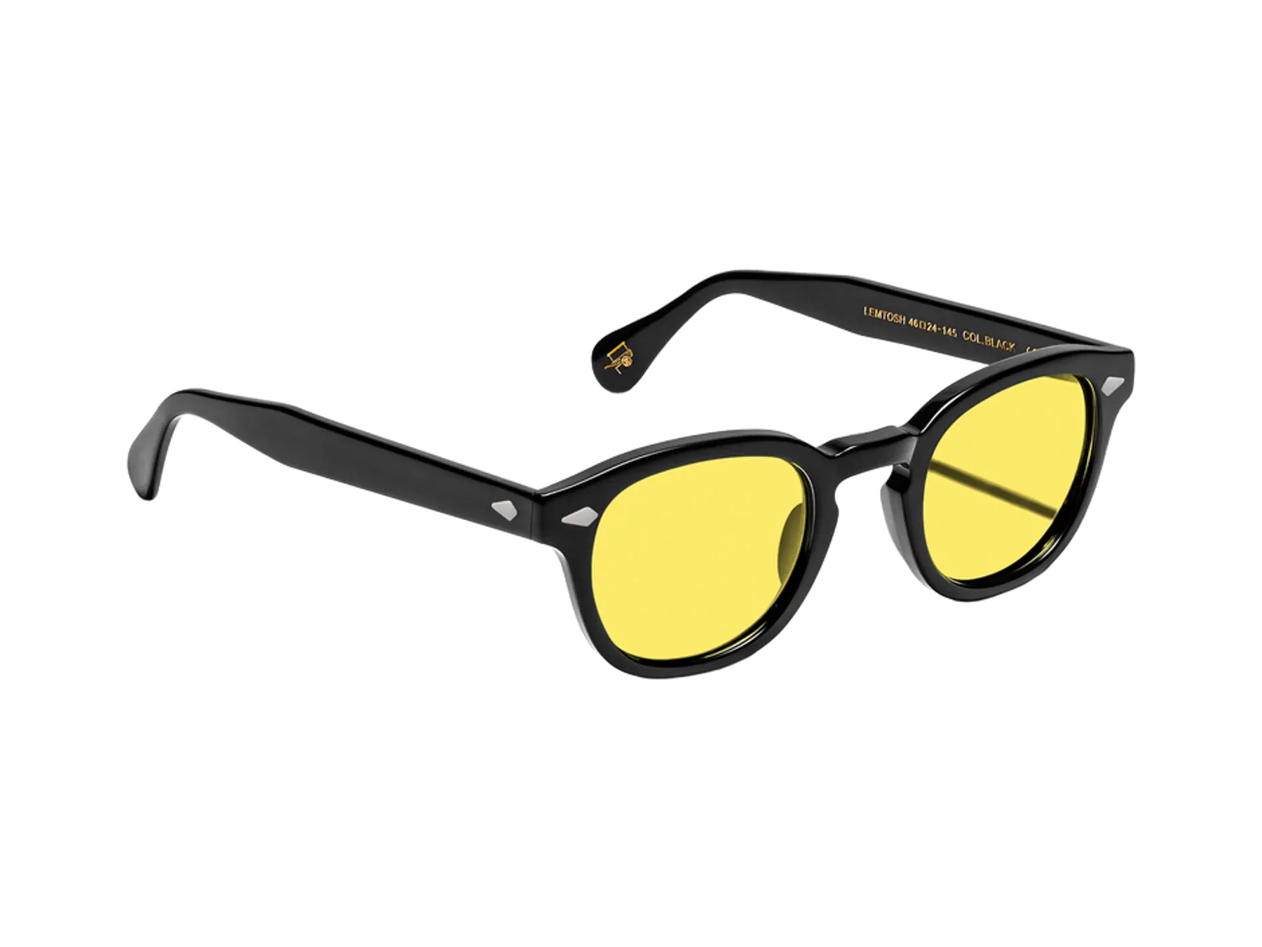 Moscot Lemtosh Sun sunčane naočare, boja Black, staklo Mellow Yellow, pogled iz ugla
