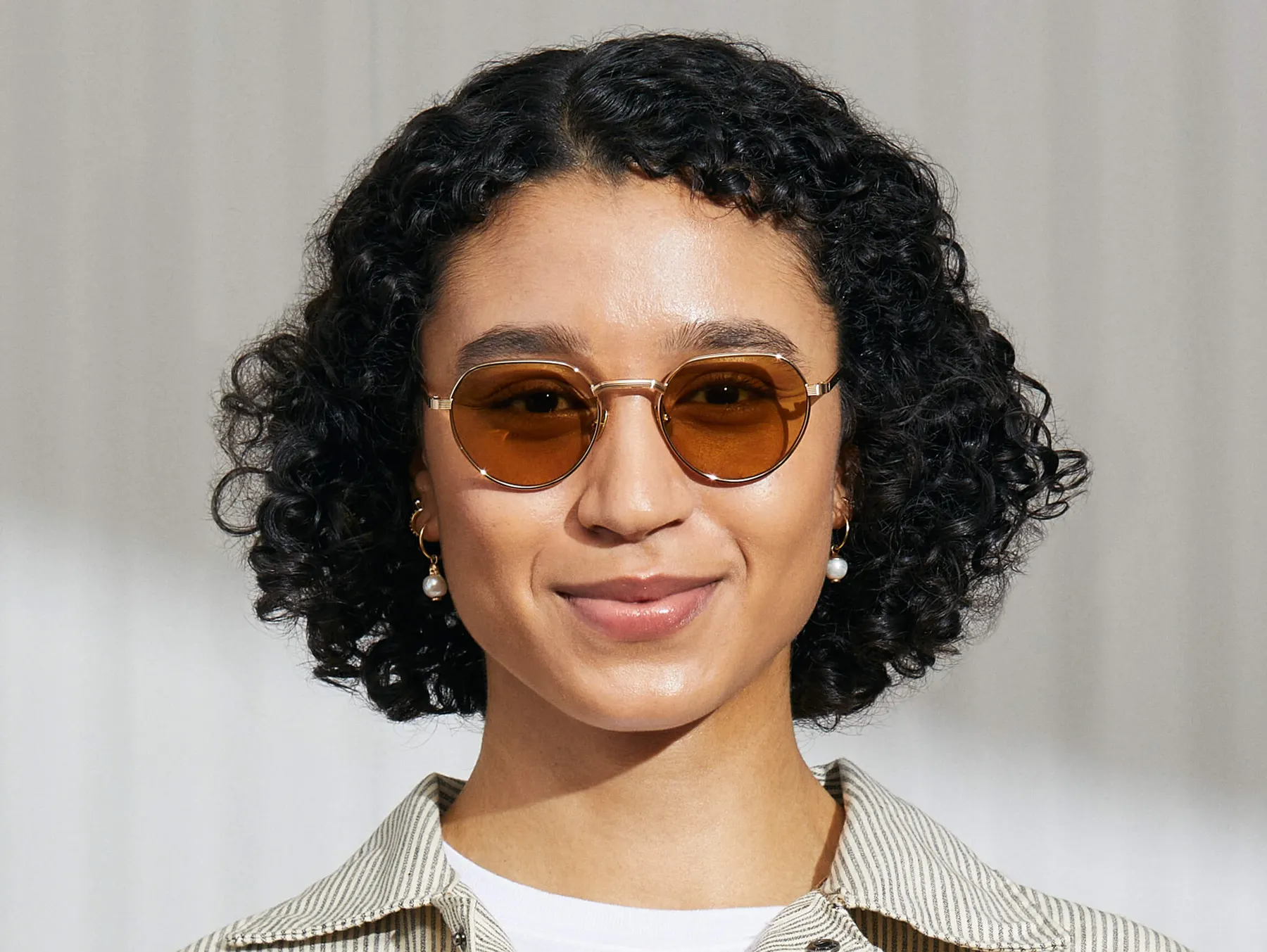 Moscot Smendrik Sun sunčane naočare, boja Gold, staklo Amber, na licu