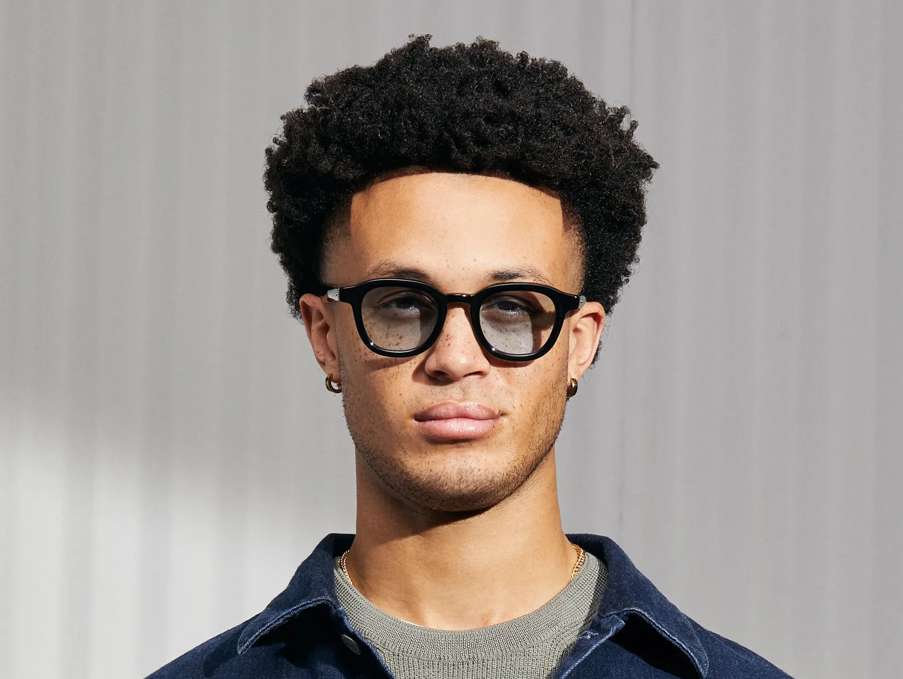 Moscot Dahven Sun sunčane naočare, boja Black, staklo Bel Air Blue, na licu