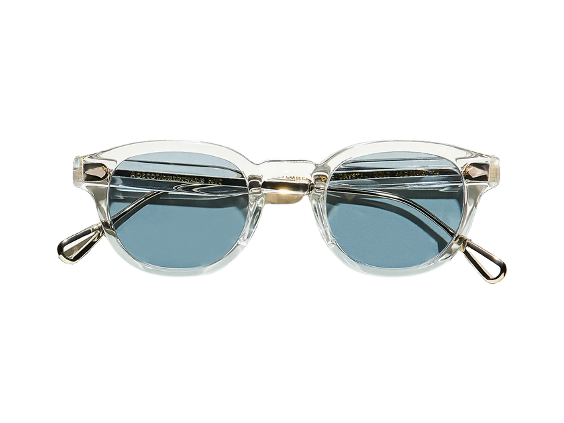 Moscot Lemtosh-TT SE Sun sunčane naočare, boja Crystal/Gold, staklo Mineral Blue, pogled spreda