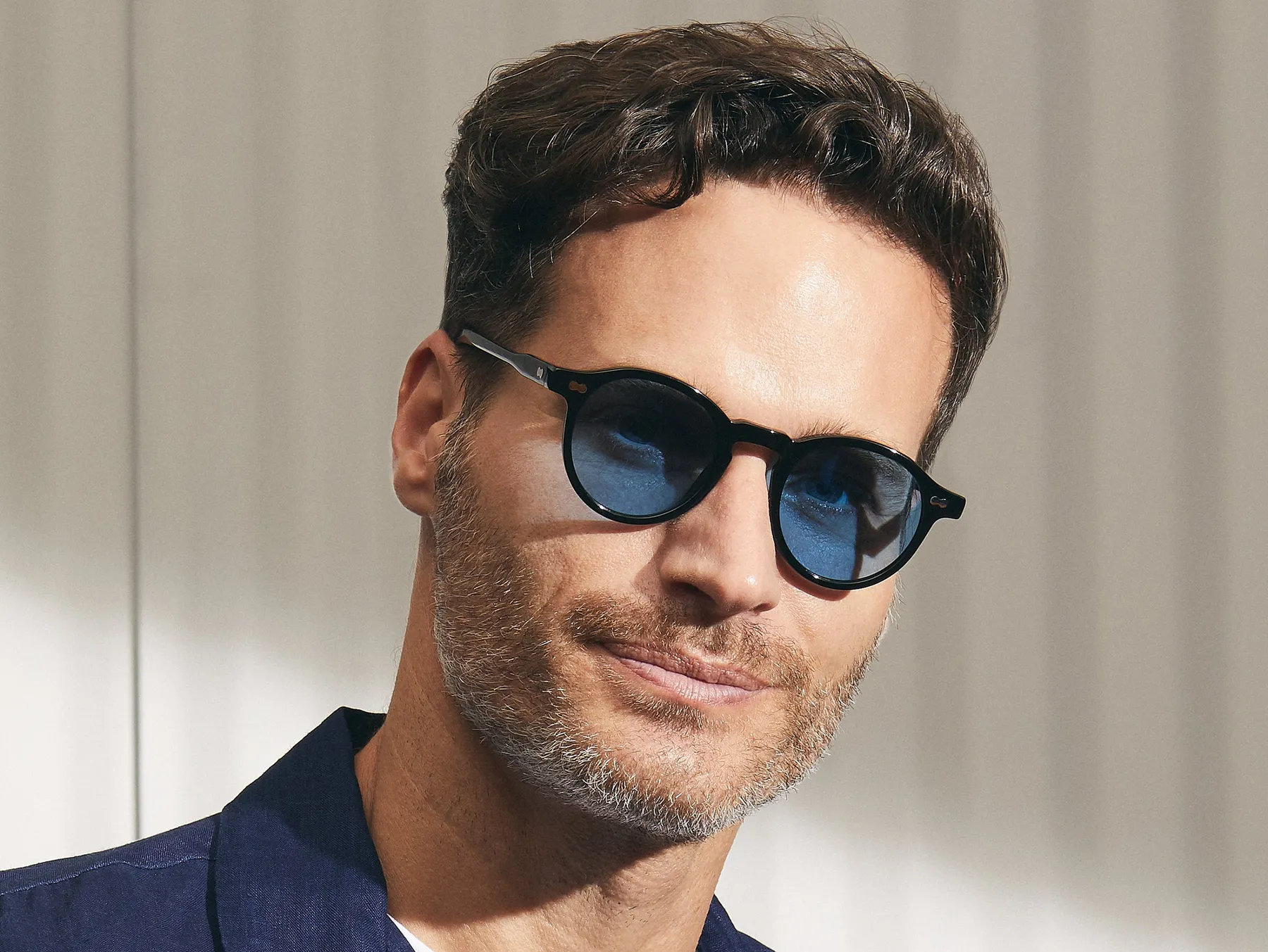 Moscot Miltzen Sun sunčane naočare, boja Black, staklo Celebrity Blue, na licu