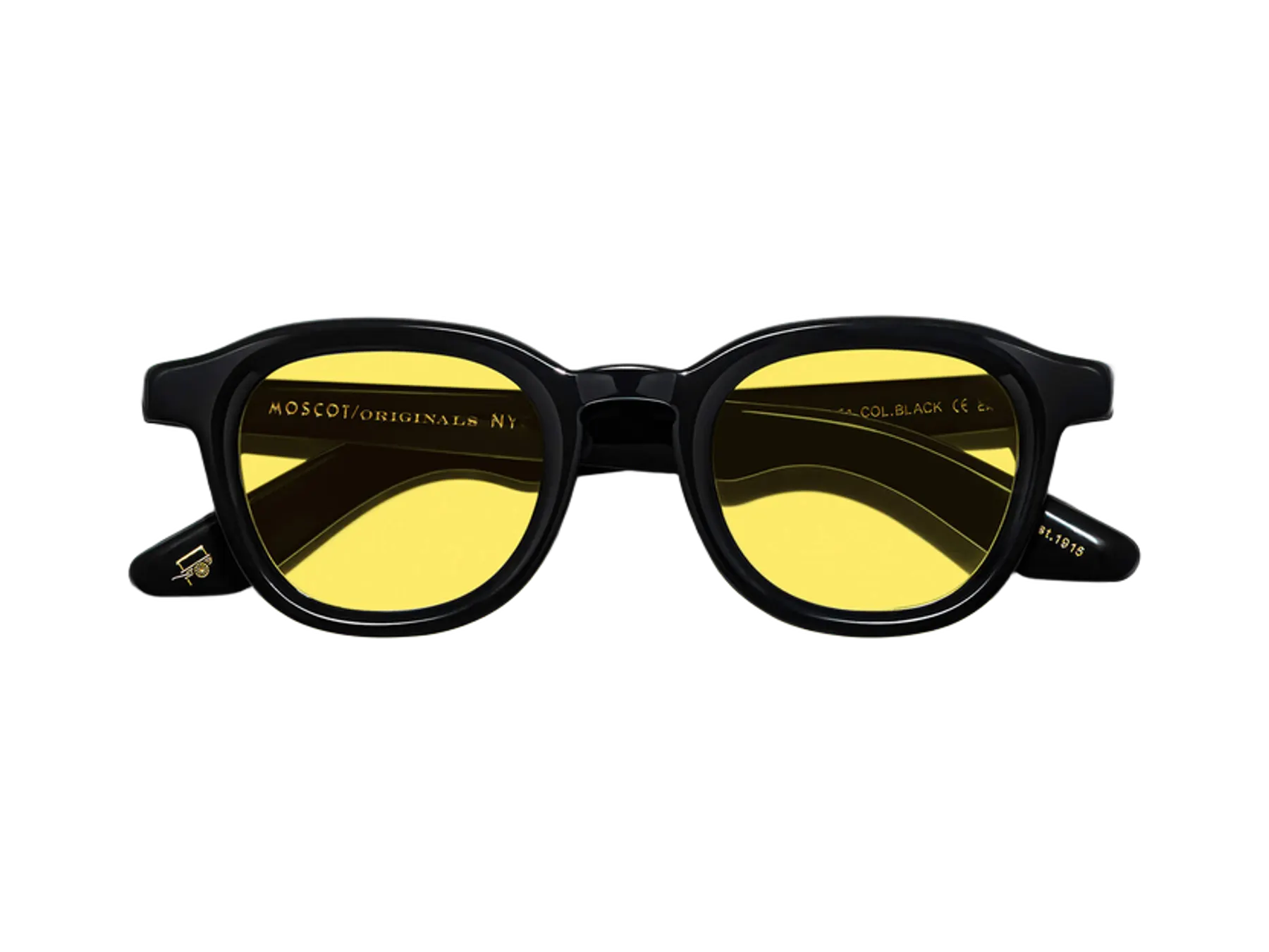 Moscot Dahven Sun sunčane naočare, boja Black, staklo Mellow Yellow, pogled spreda