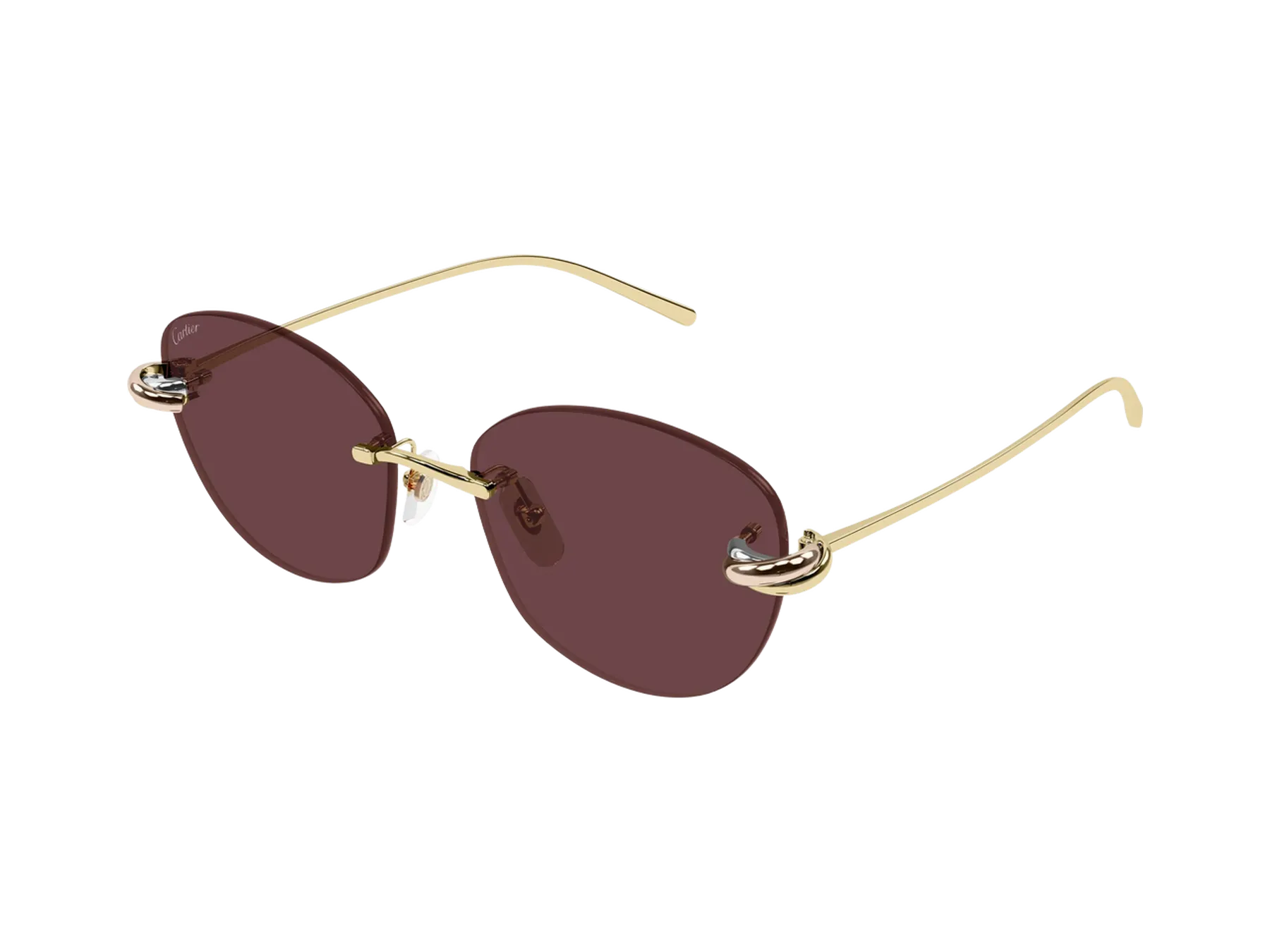 Cartier Trinity CT0685S sunčane naočare, boja Gold/Bordeaux, pogled iz ugla