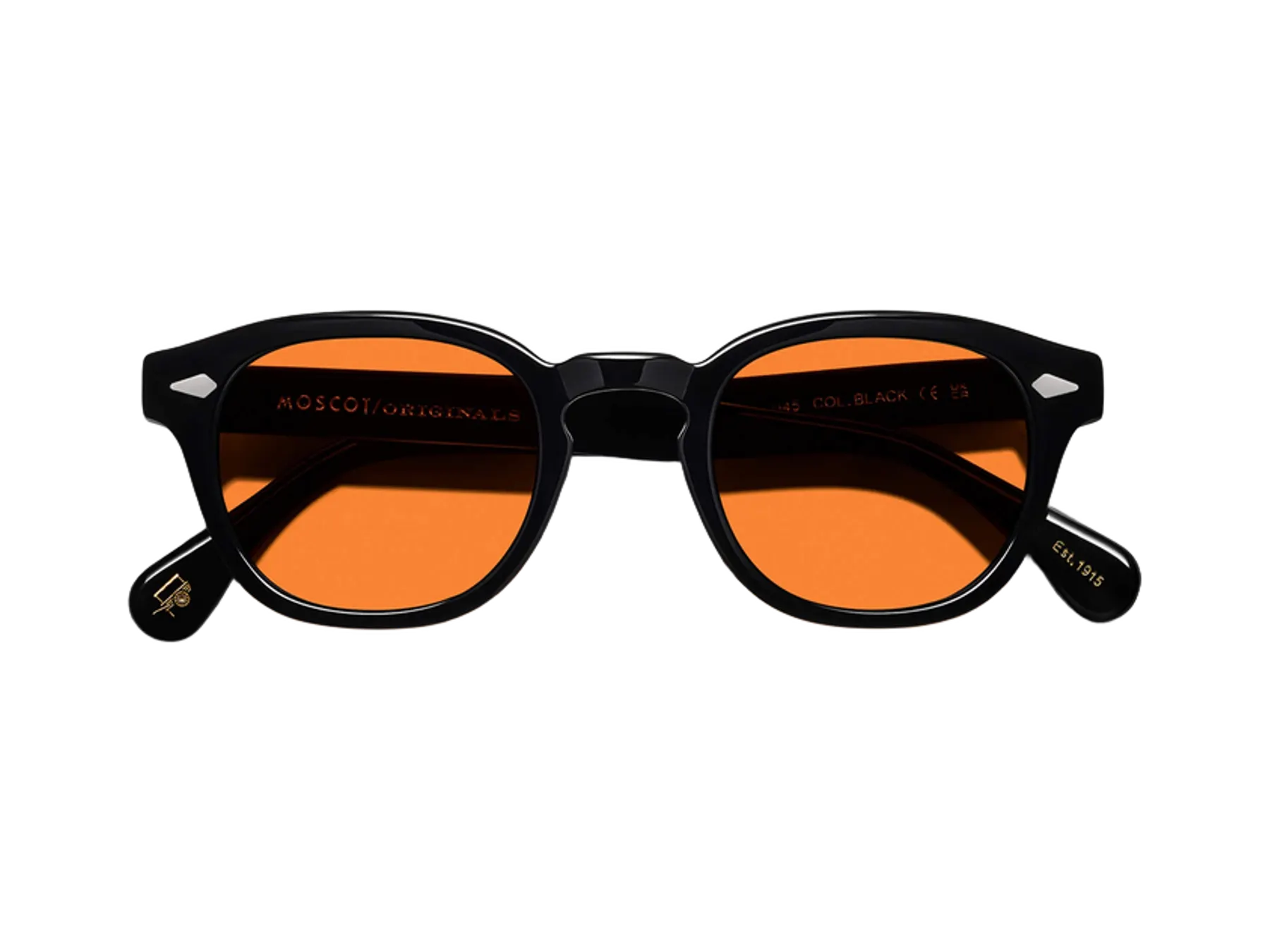 Moscot Lemtosh Sun sunčane naočare, boja Black, staklo Woodstock Orange, pogled spreda