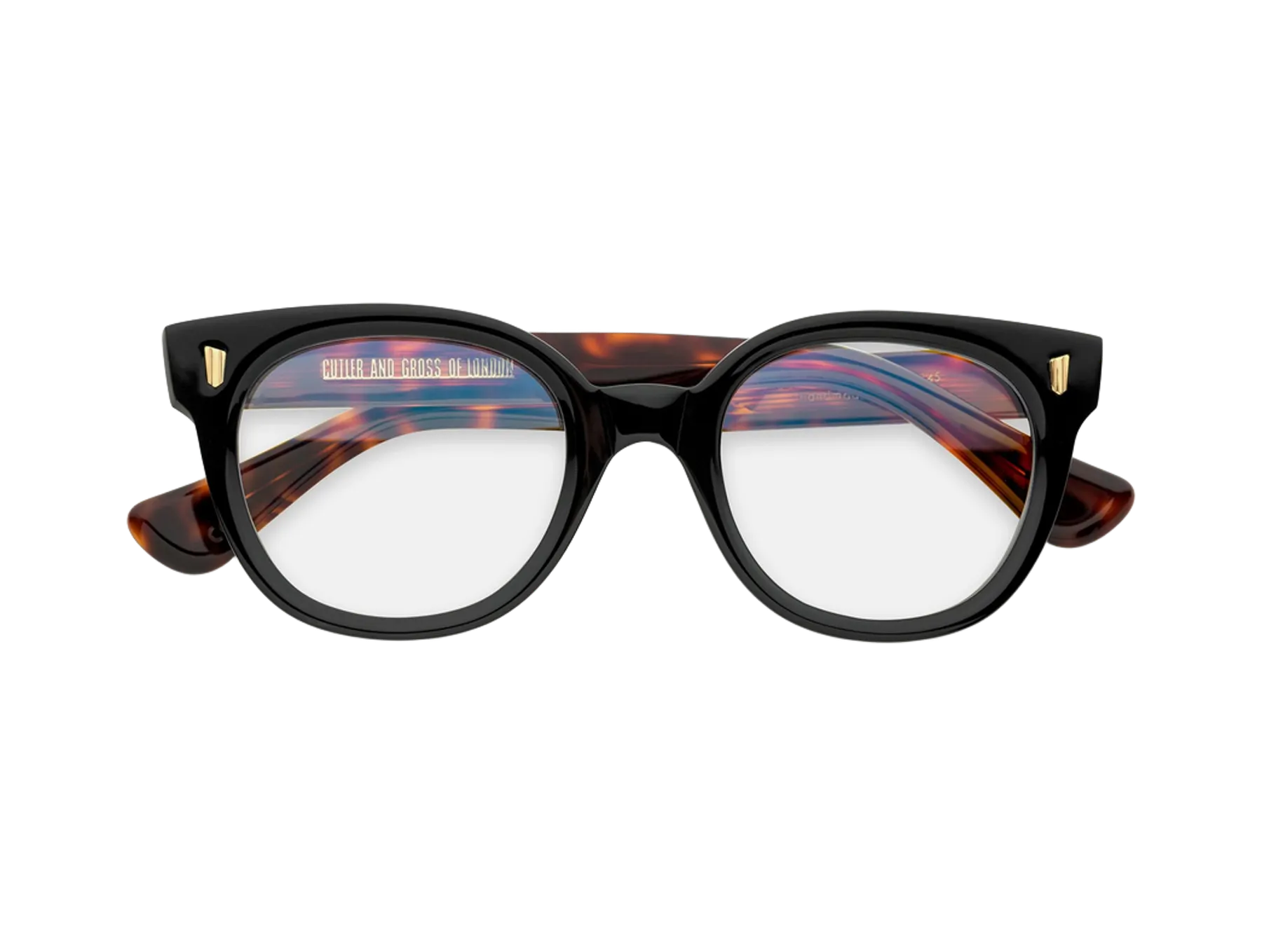 Cutler and Gross 9298 Optical optical glasses, colour Black on Dark Turtle, front view