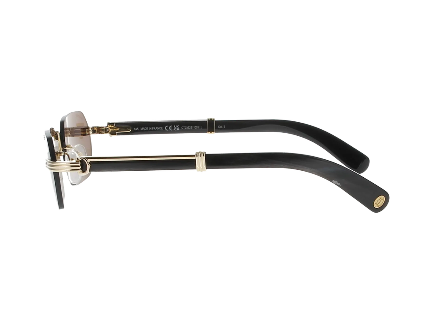 Cartier Première de Cartier CT0362S sunčane naočare, boja Gold/Black Horn, pogled sa strane