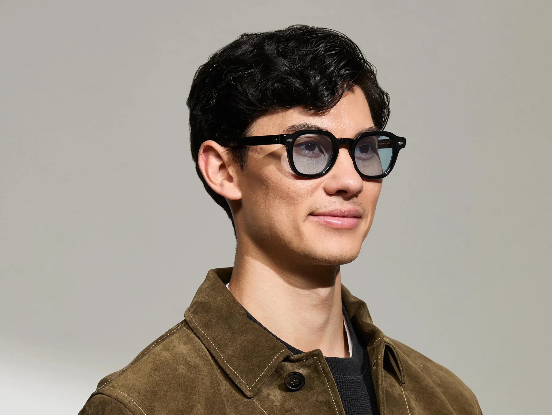 Moscot Dolt Sun sunčane naočare, boja Black, staklo Bel Air Blue, na licu