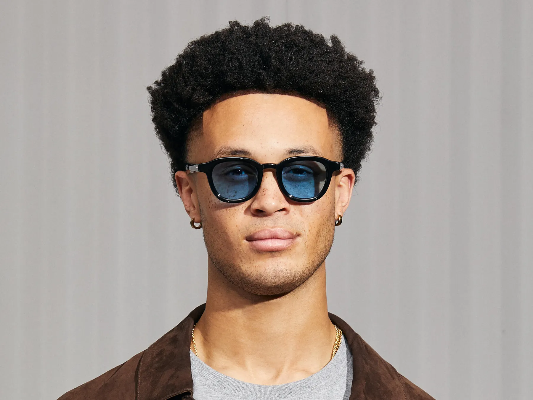Moscot Dahven Sun sunčane naočare, boja Black, staklo Celebrity Blue, na licu