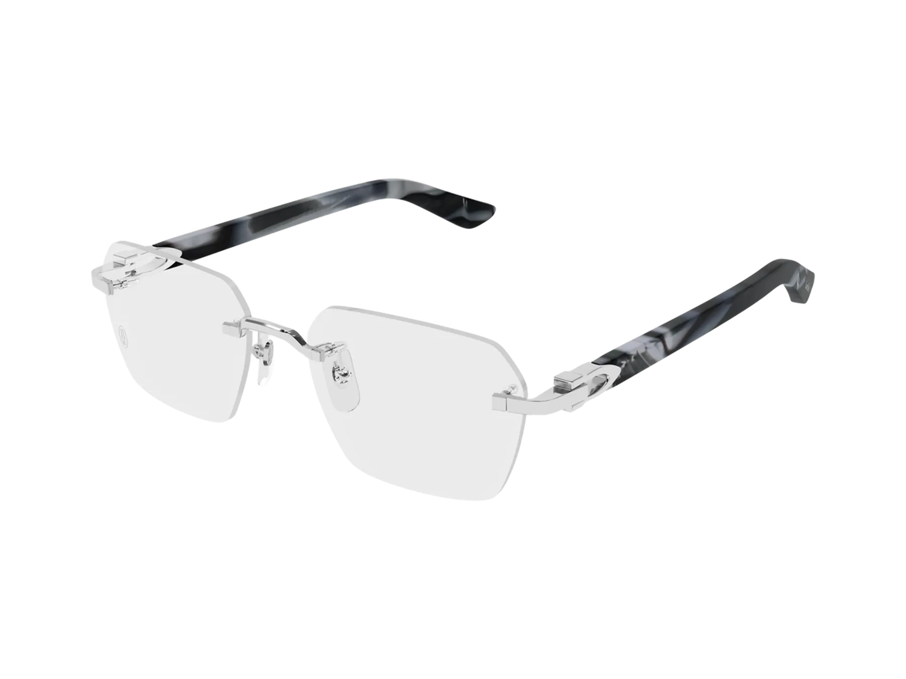 Cartier C Décor CT0623O optical glasses, colour Silver and Grey, angle view