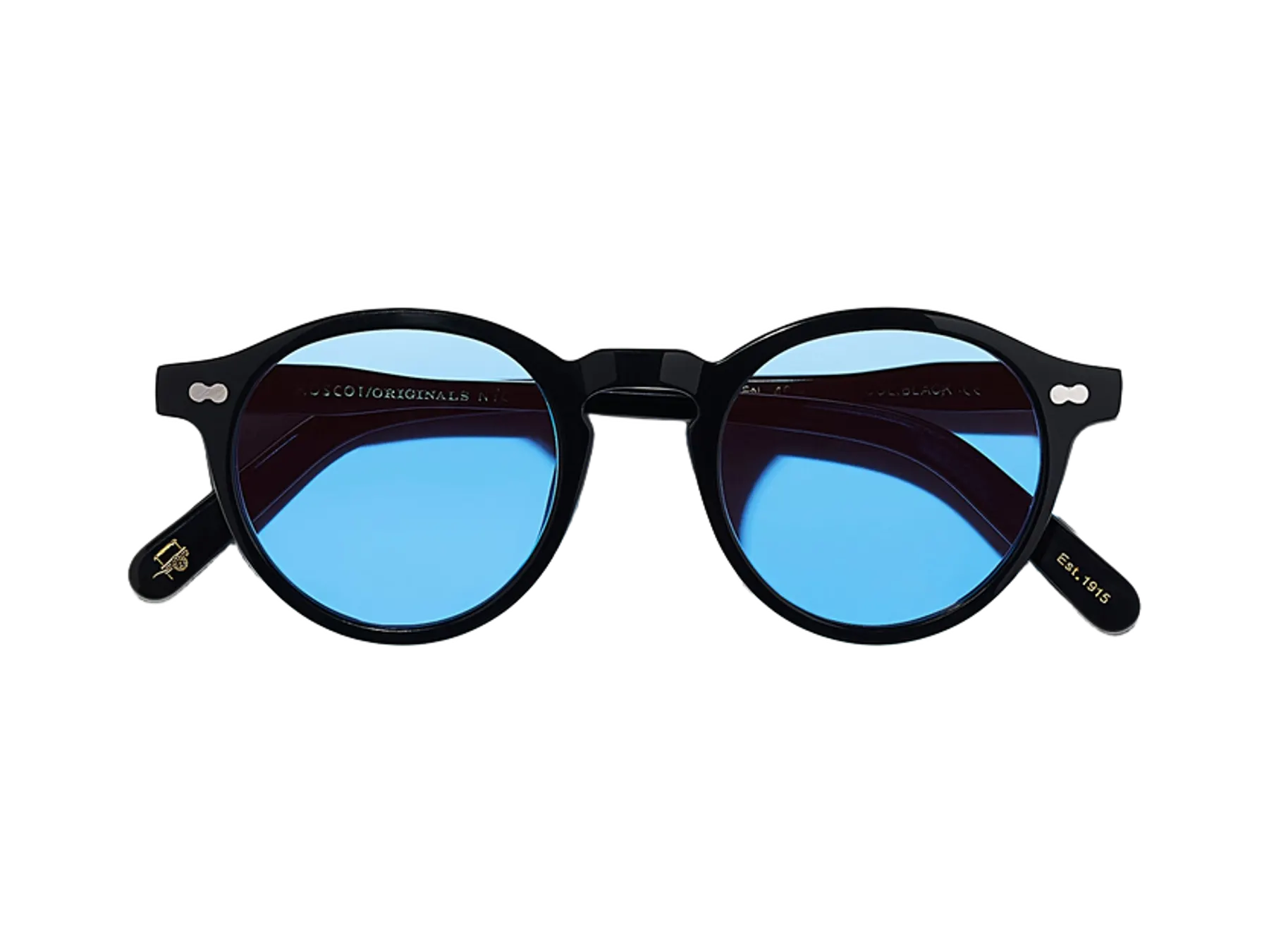 Moscot Miltzen Sun sunčane naočare, boja Black, staklo Celebrity Blue, pogled spreda