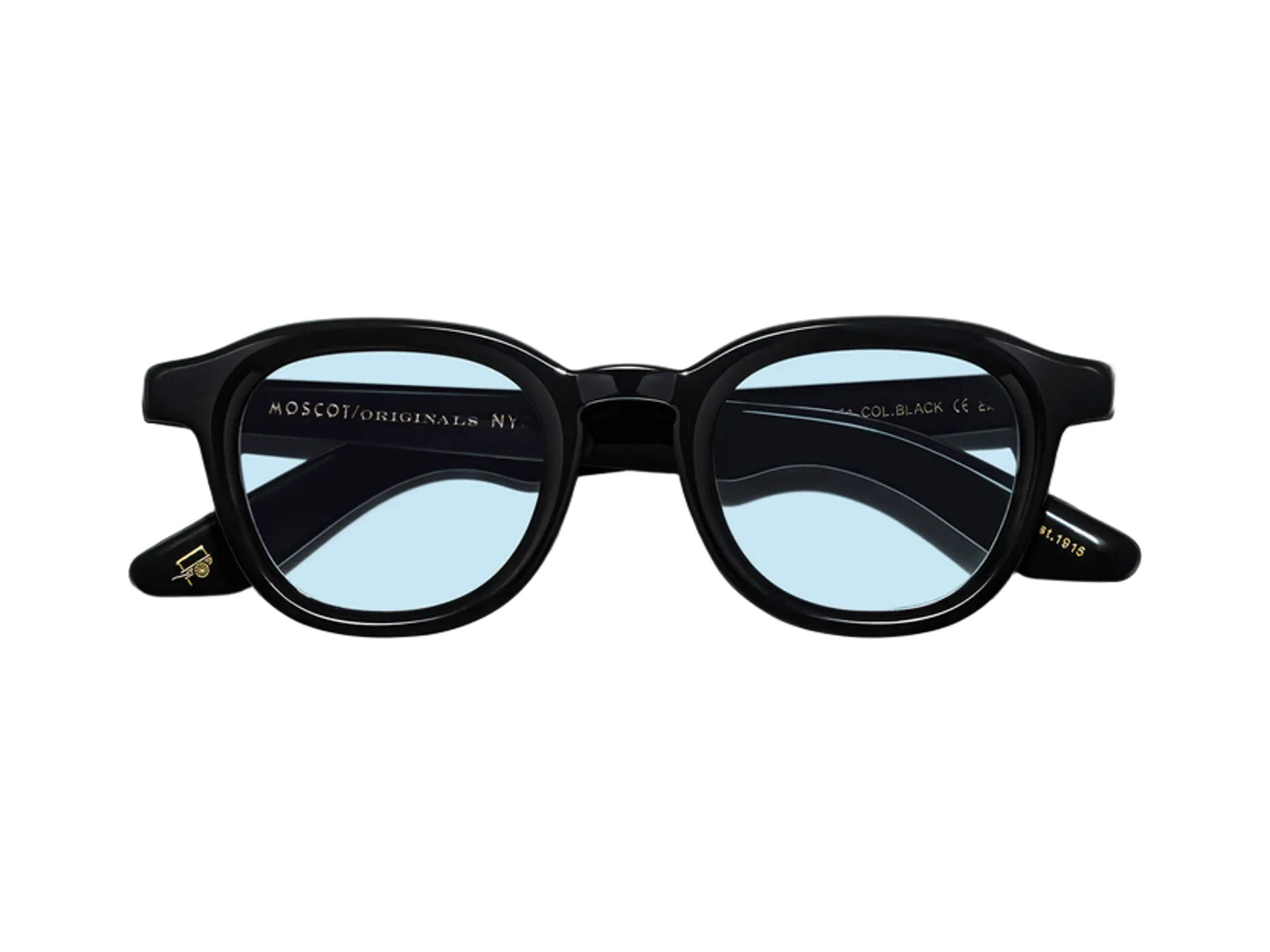 Moscot Dahven Sun sunčane naočare, boja Black, staklo Bel Air Blue, pogled spreda