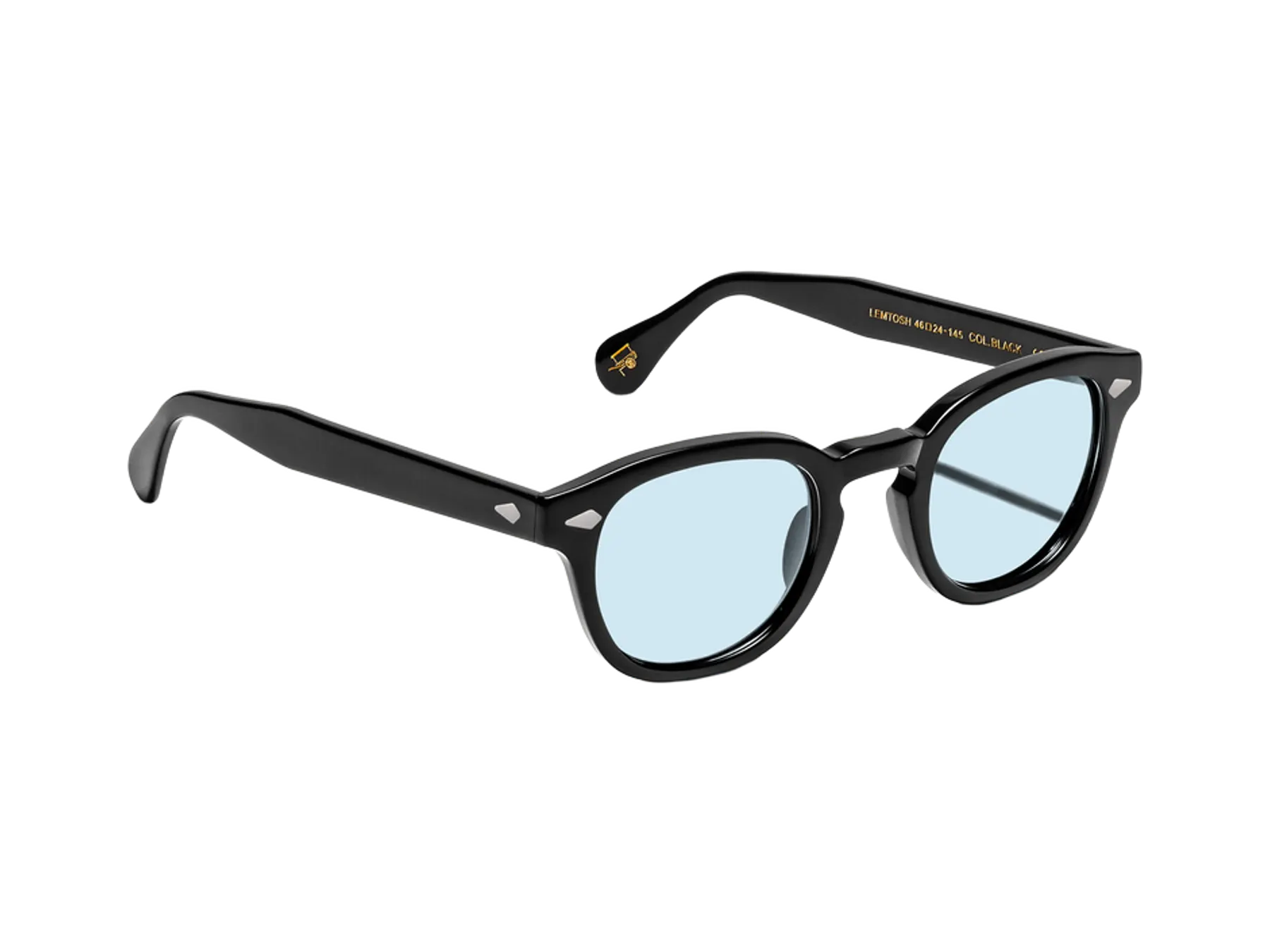 Moscot Lemtosh Sun sunčane naočare, boja Black, staklo Bel Air Blue, pogled iz ugla
