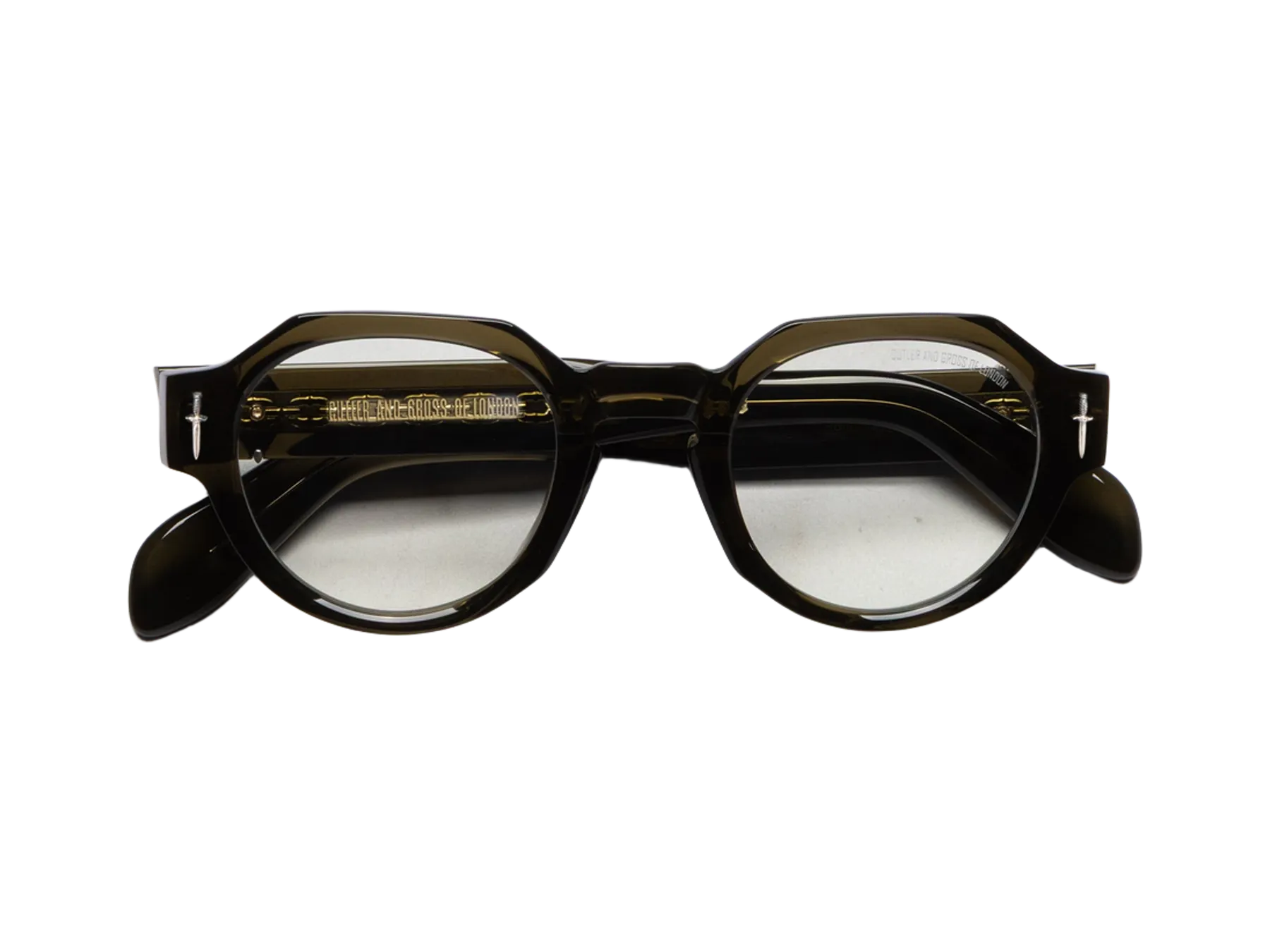 Cutler and Gross The Great Frog Lucky Diamond I Optical optical glasses, colour Olive, front view