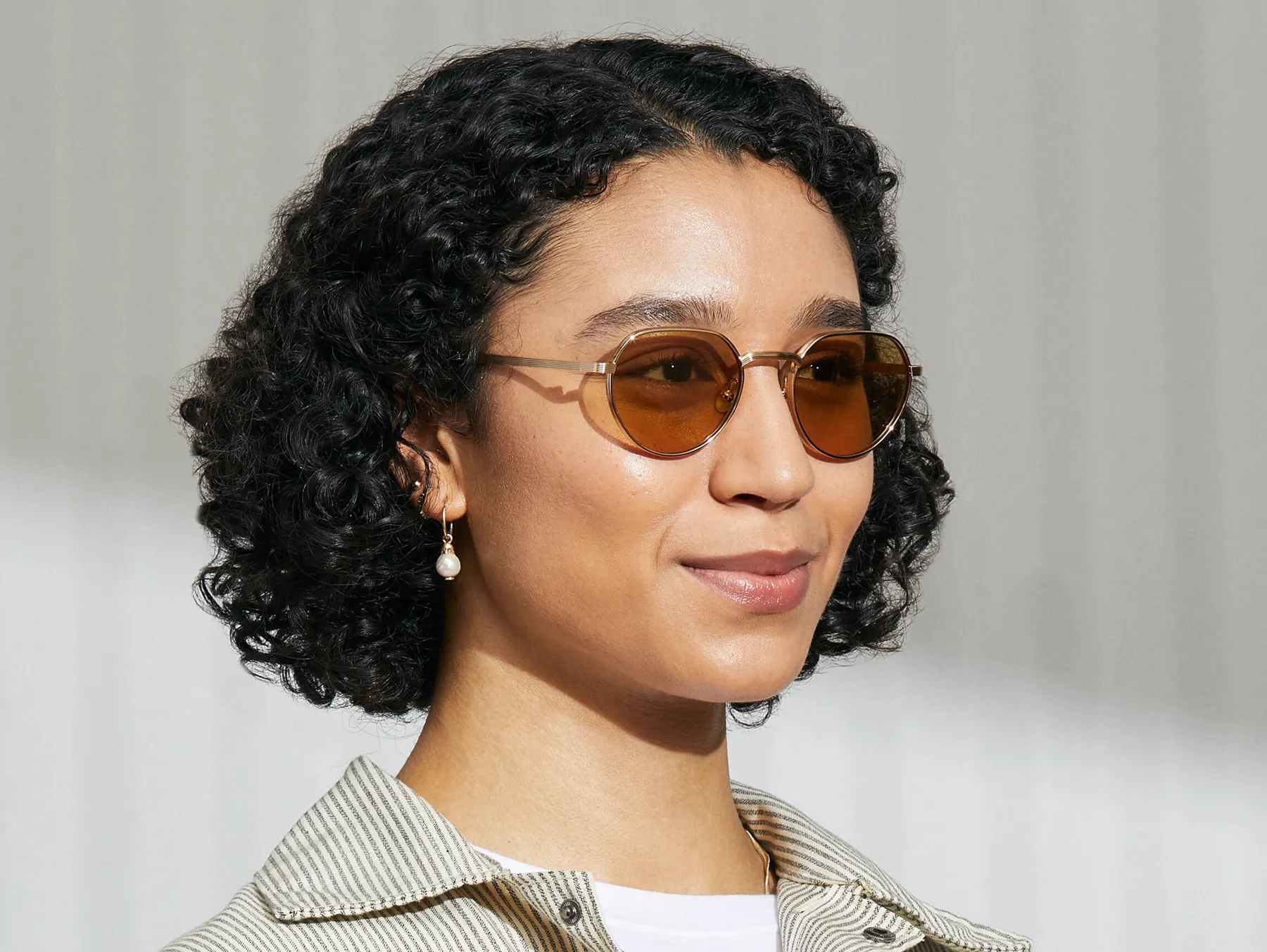 Moscot Smendrik Sun sunčane naočare, boja Gold, staklo Amber, na licu