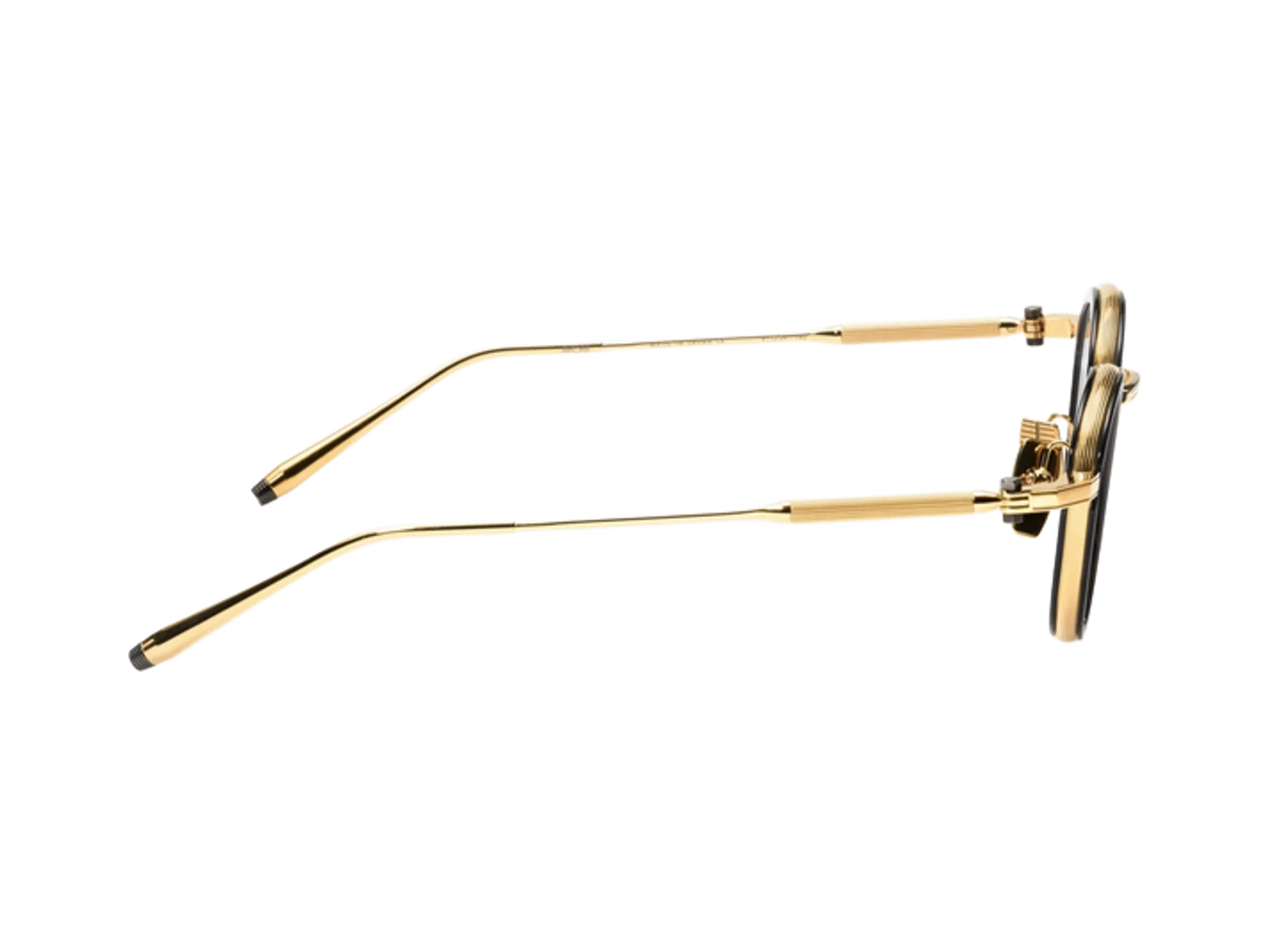 Akoni Agile optical glasses, colour Yellow Gold/Black Crystal, left temple