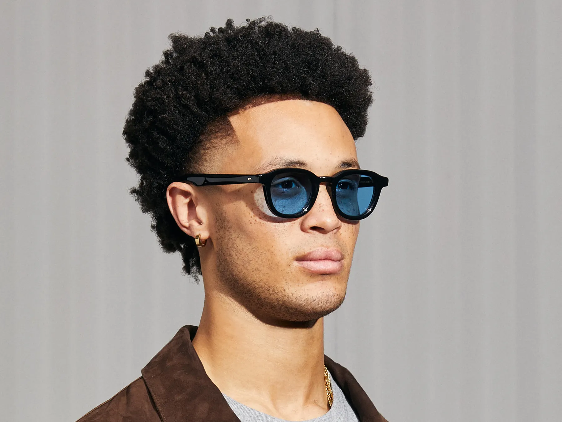 Moscot Dahven Sun sunčane naočare, boja Black, staklo Celebrity Blue, na licu