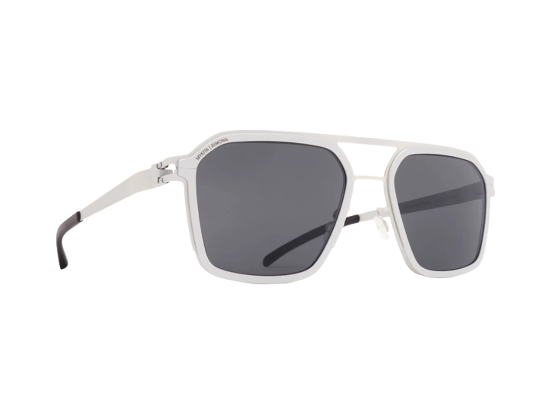 Mykita MR003 glasses, colour White Silver/Silver, angled view
