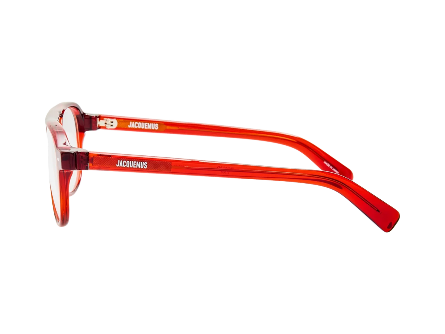 Jacquemus Altu optical glasses, colour Bordeaux, left temple