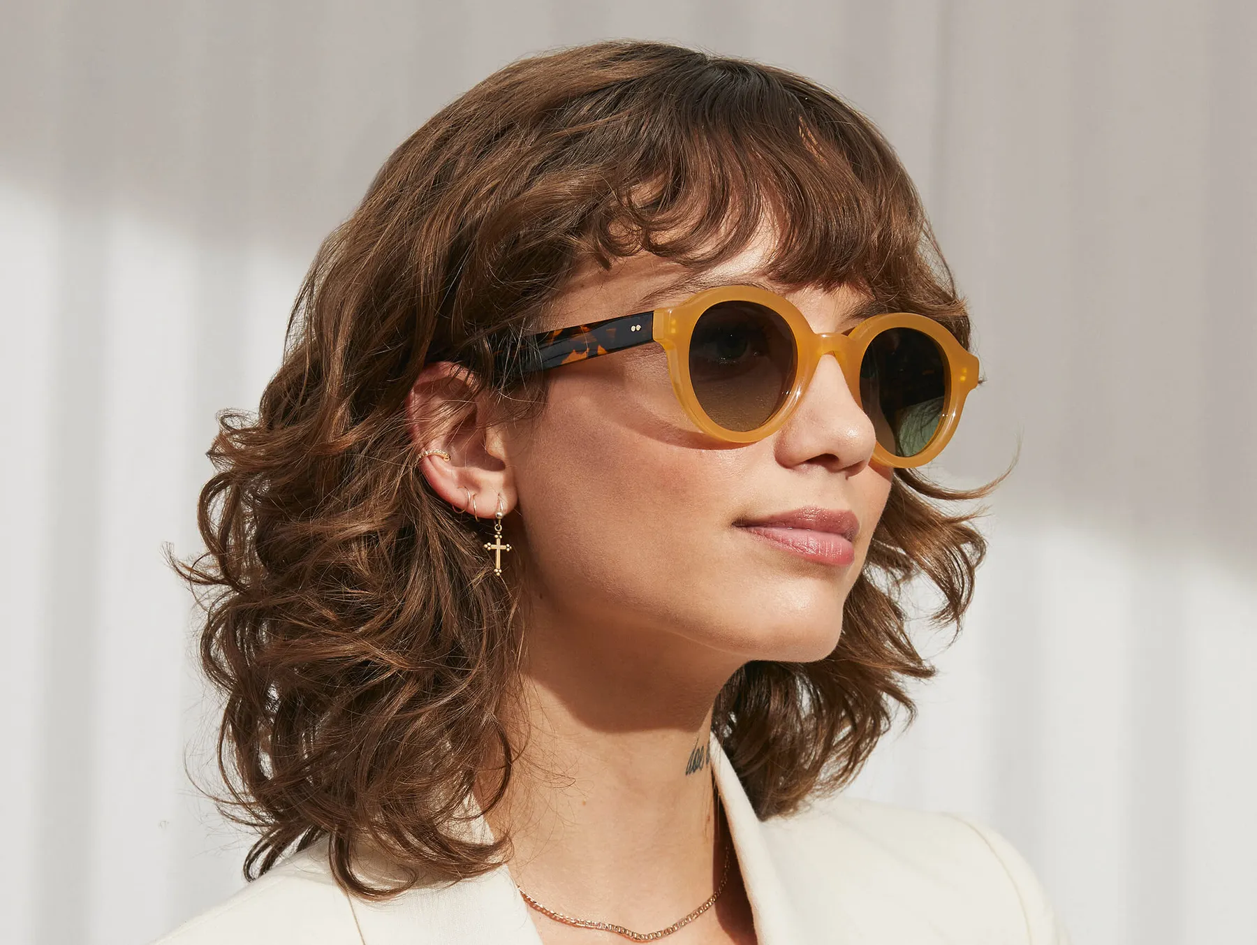 Moscot Greps Sun sunčane naočare, boja Honey/Tortoise, staklo Forest Wood, na licu