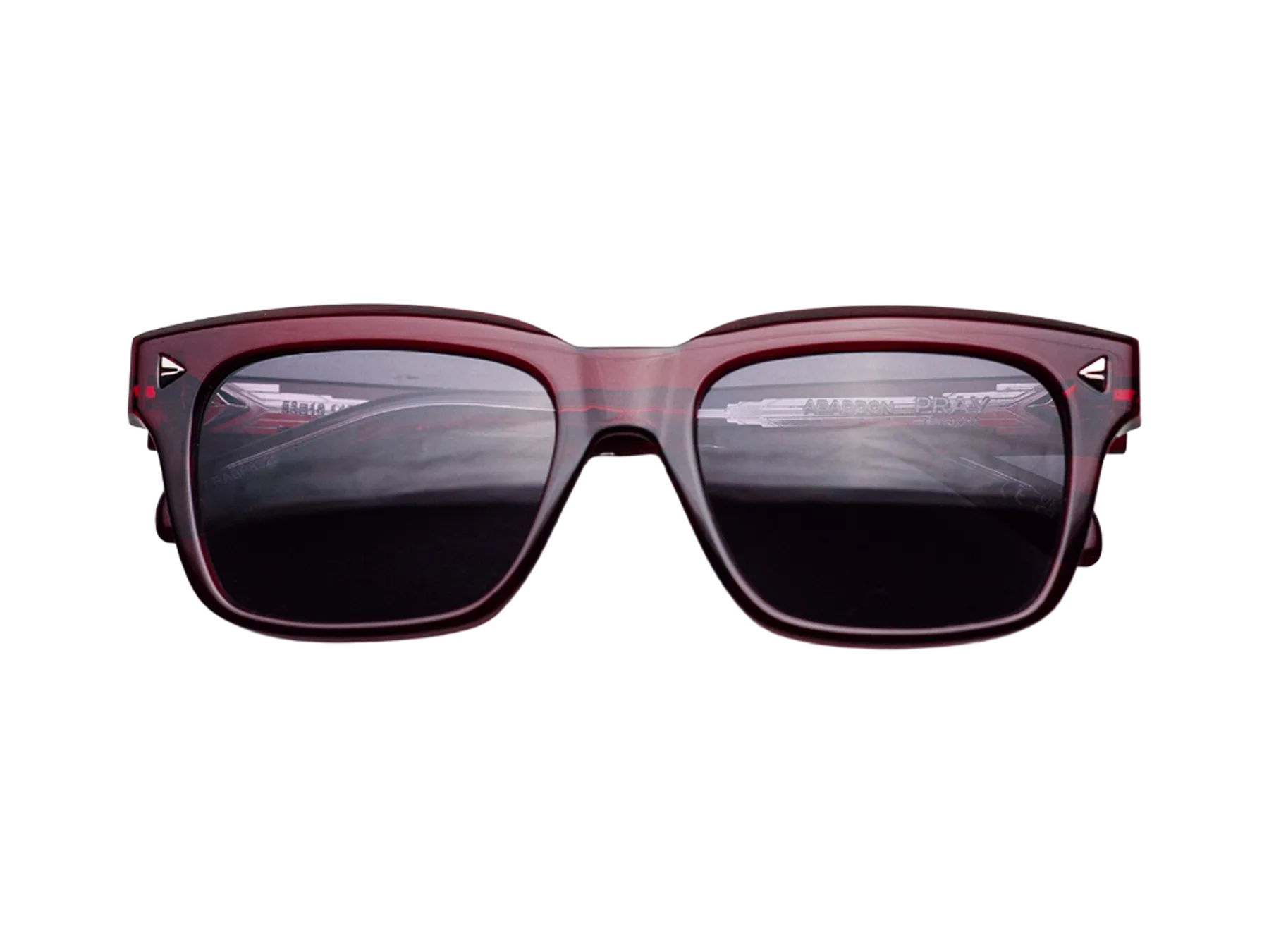 Pray Abaddon sunglasses, colour Red Dark Transparent/Grey, folded, front view