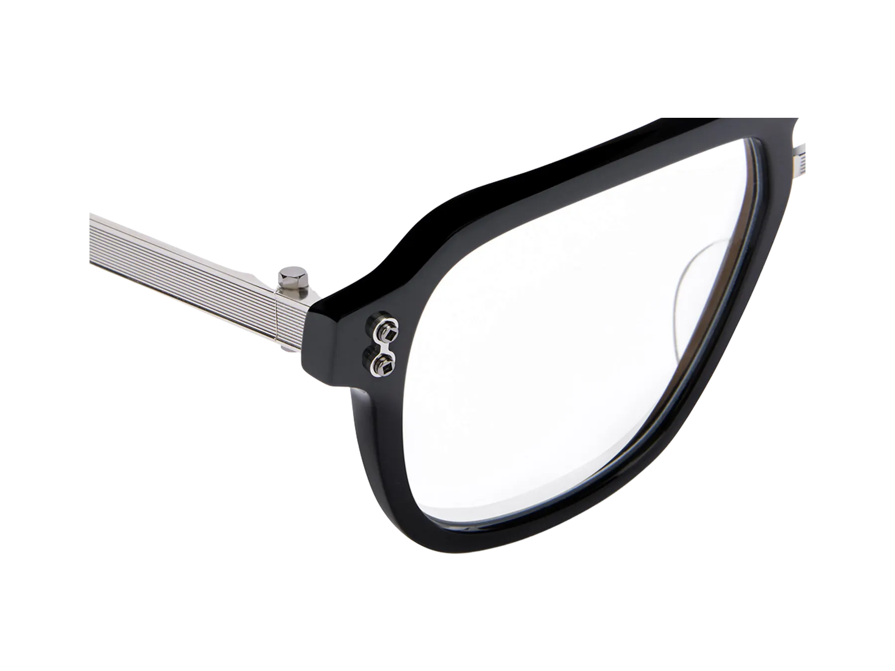 Akoni Argo dioptrijske naočare, boja Black/Shiny Palladium, detalj šarke