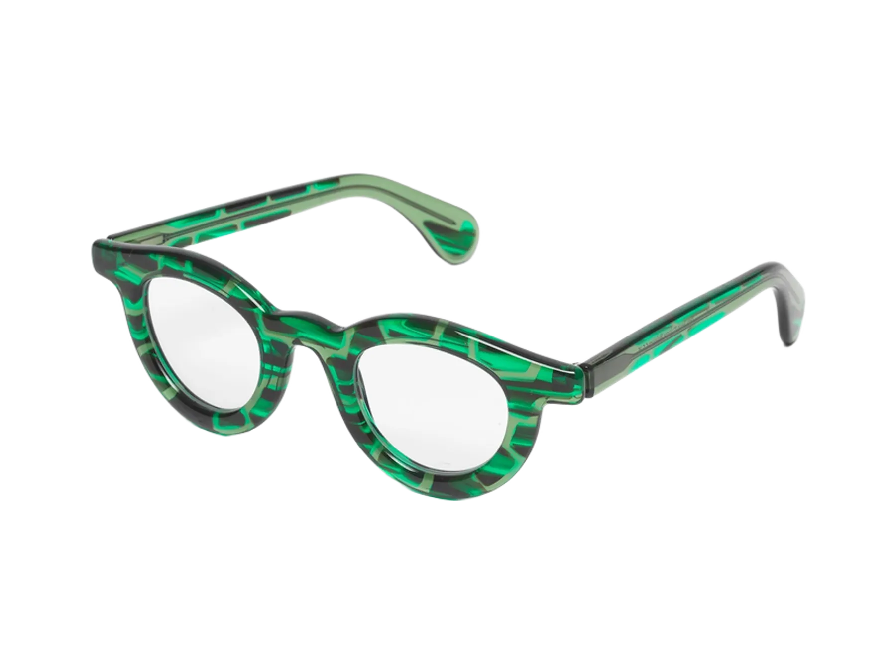 Theo Sassi dioptrijske naočare, boja Green Lined + Transparent Chromiumoxide Green, pogled iz ugla