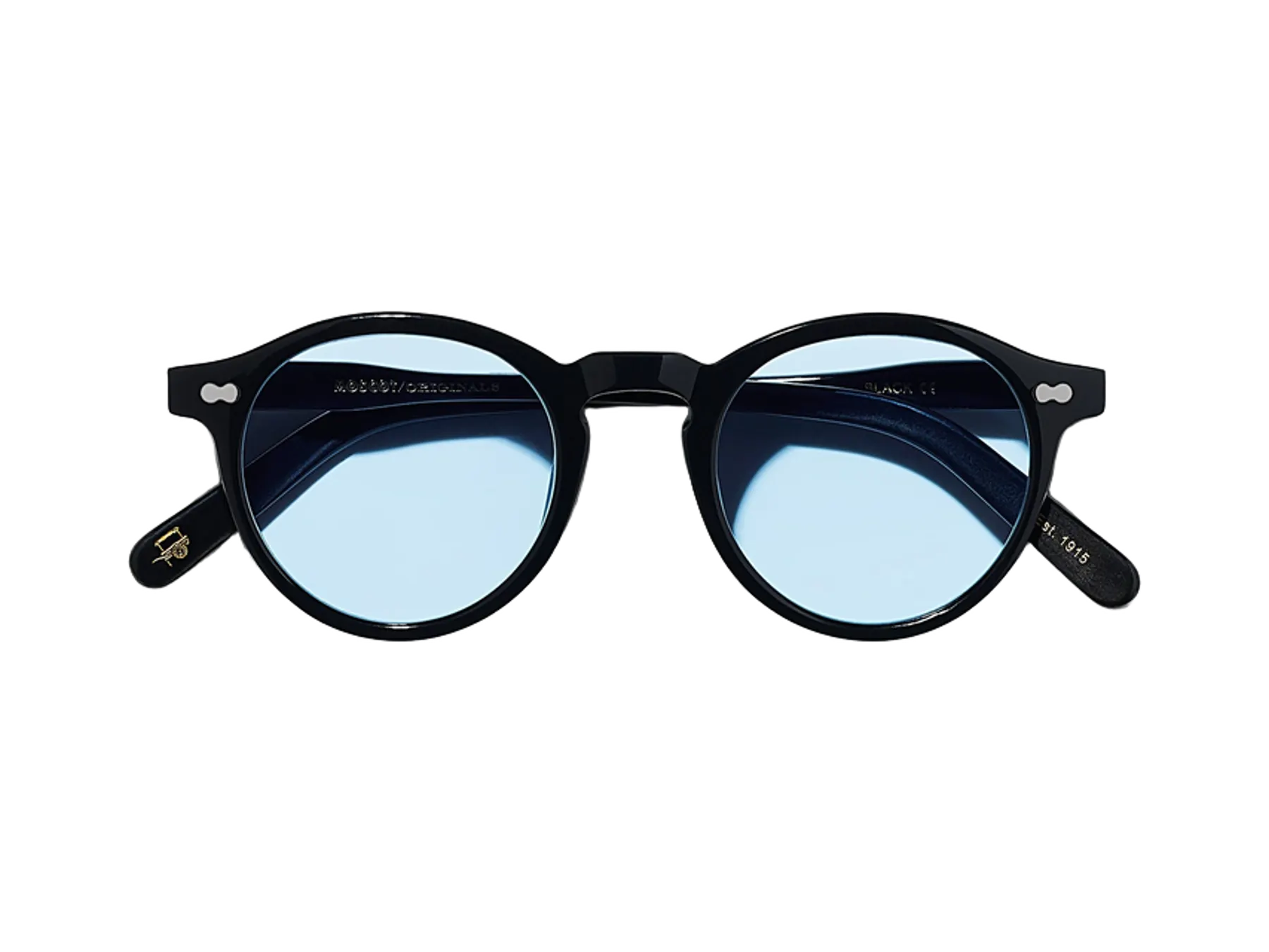 Moscot Miltzen Sun sunčane naočare, boja Black, staklo Bel Air Blue, pogled spreda