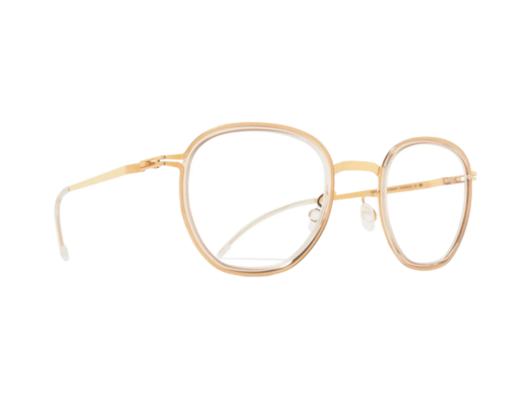 Mykita Kiva naočare, boja Glossy Gold/Desert Haze, pogled iz ugla