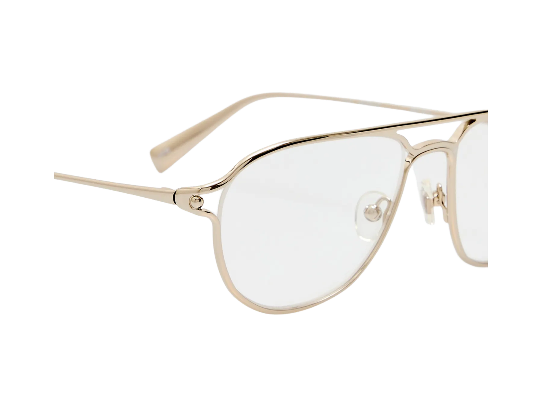 Jacquemus Acapulco optical glasses, colour Silver, close-up of the hinge and temple