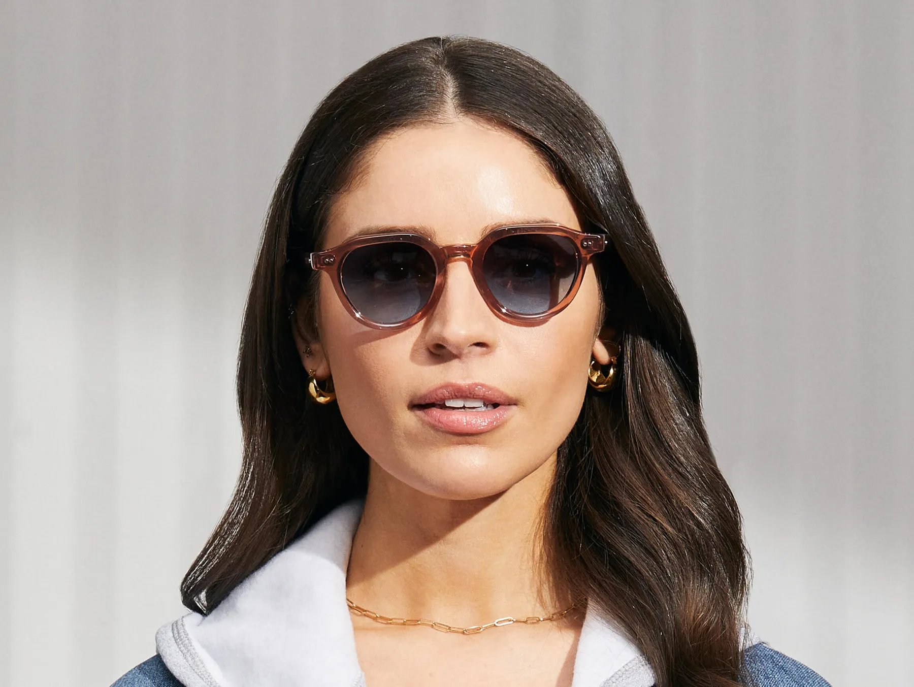 Moscot Baitsim Sun sunčane naočare, boja Vintage Rose, staklo Denim Blue, na licu