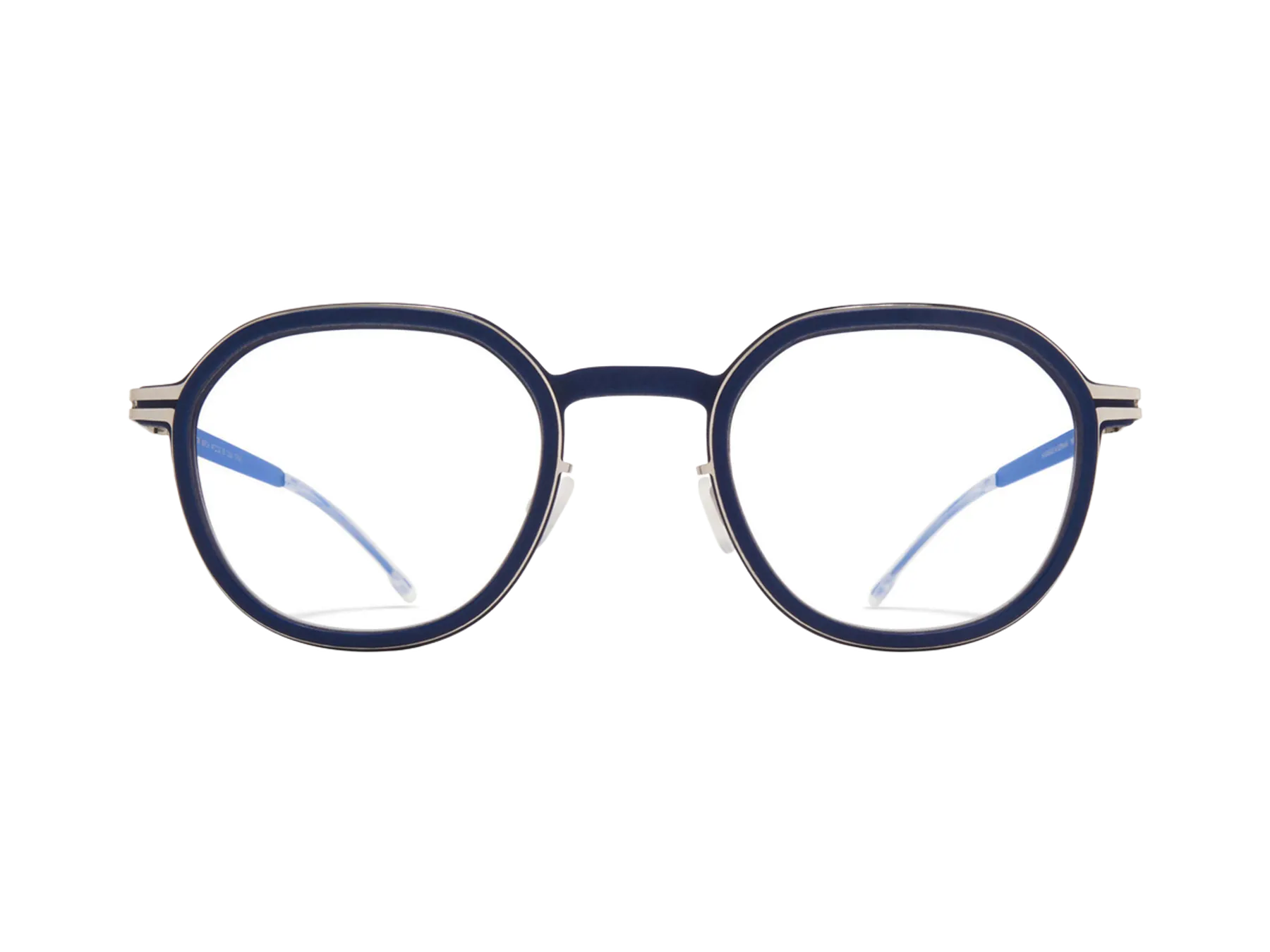 Mykita Birch dioptrijske naočare, boja Navy/Shiny Silver/Yale Blue, pogled spreda