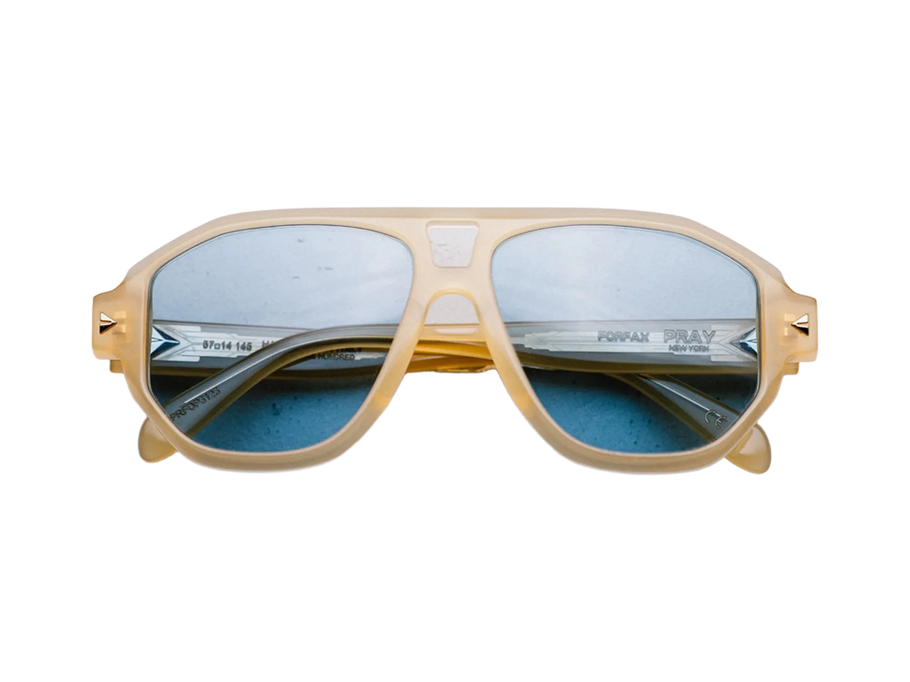Pray Forfax sunglasses, colour Honey/Blue, folded, front view