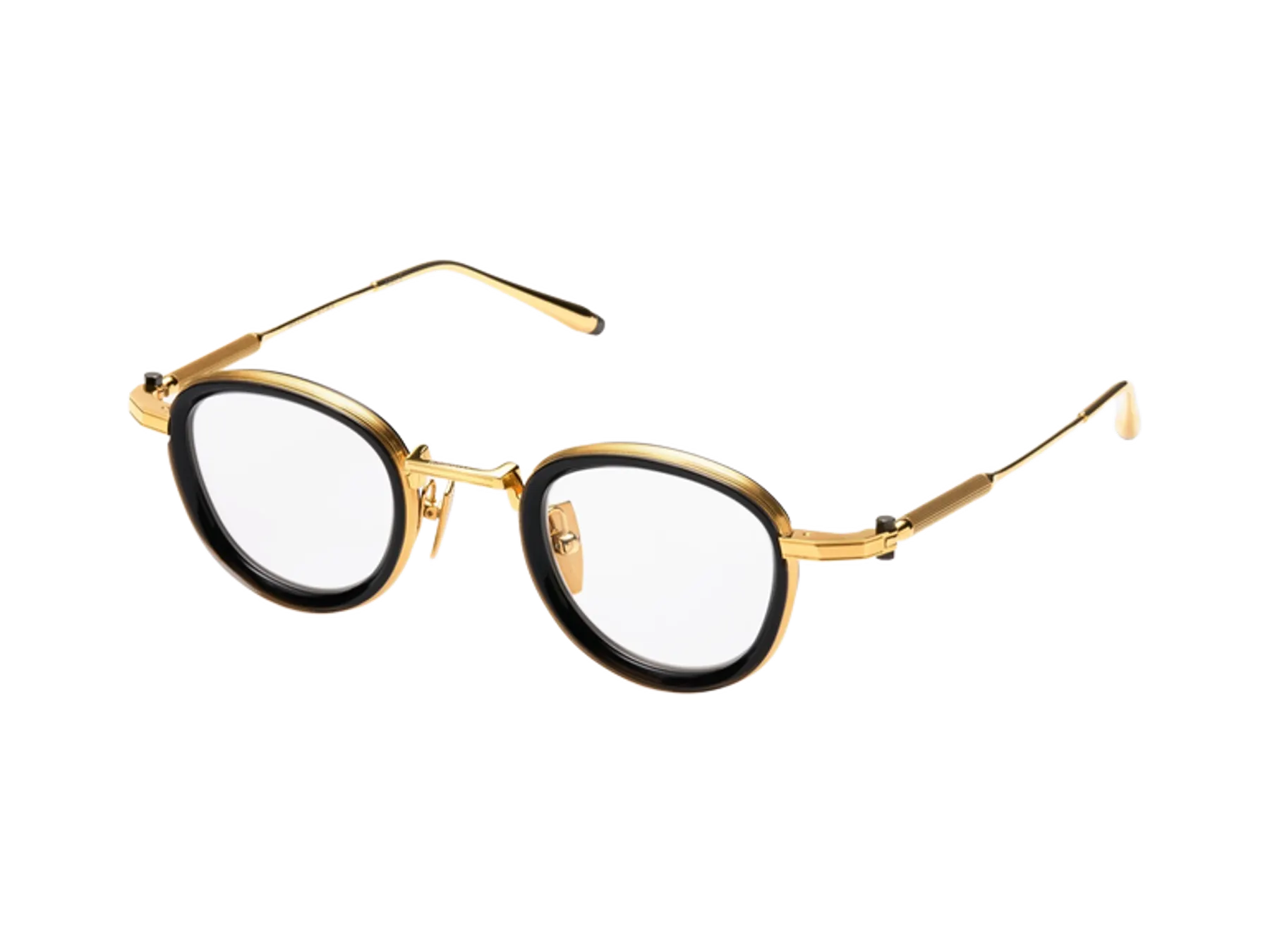Akoni Agile optical glasses, colour Yellow Gold/Black Crystal, angled view
