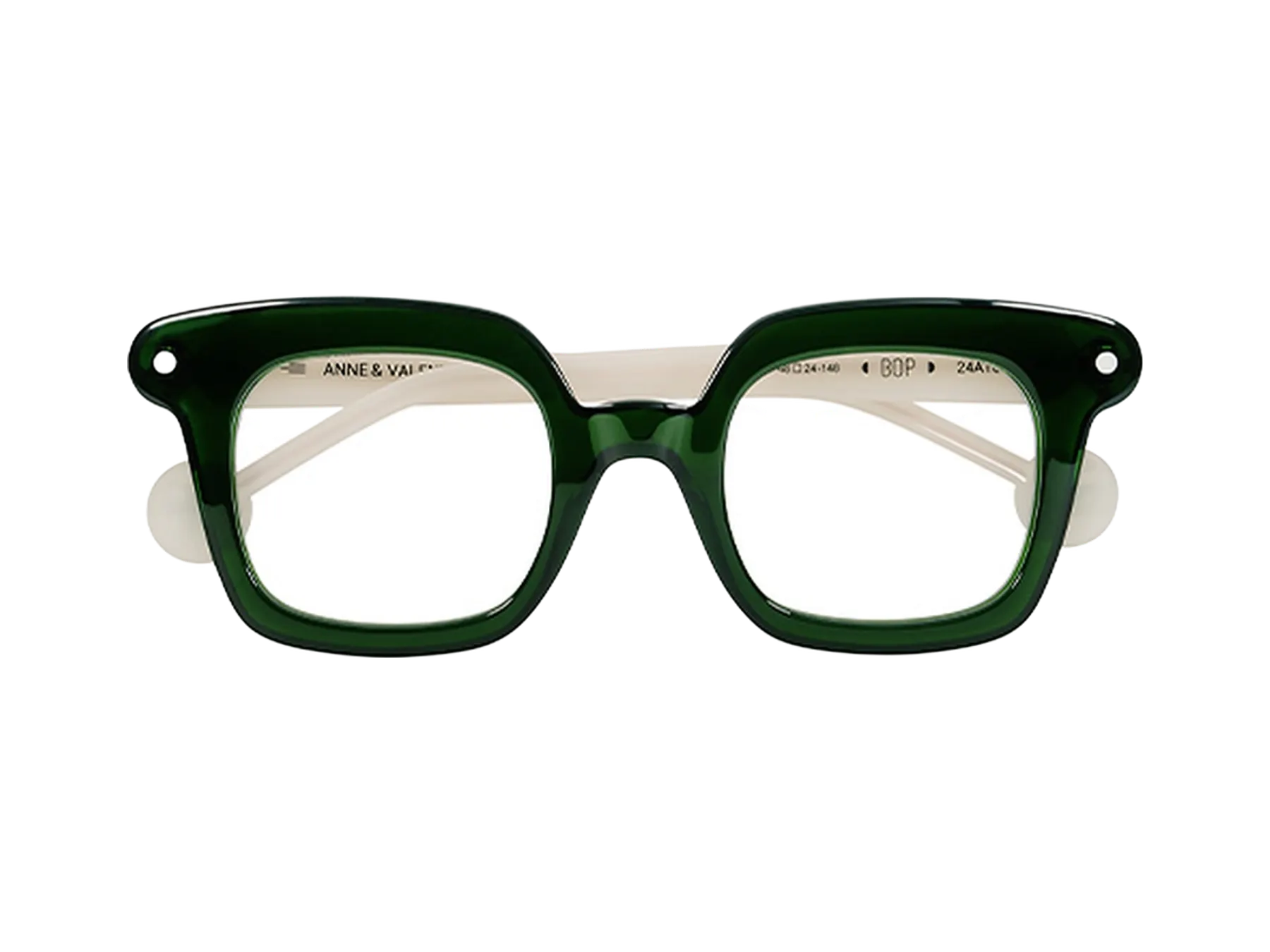 Anne & Valentin Bop dioptrijske naočare, boja Dark Green / Cream, pogled spreda