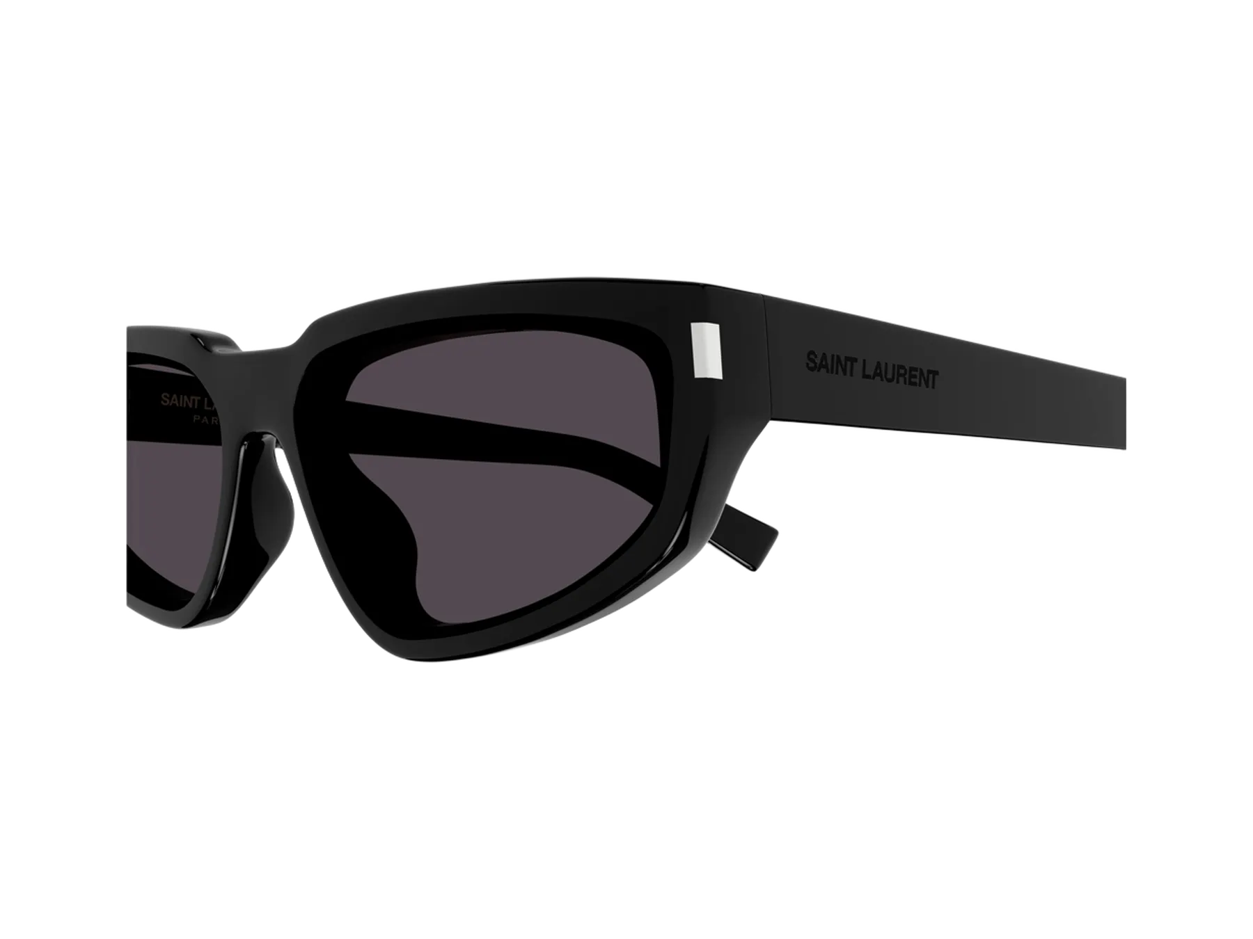 Saint Laurent SL 634 Nova sunčane naočare, boja Shiny Solid Black, detalj metalnog ugla i drške