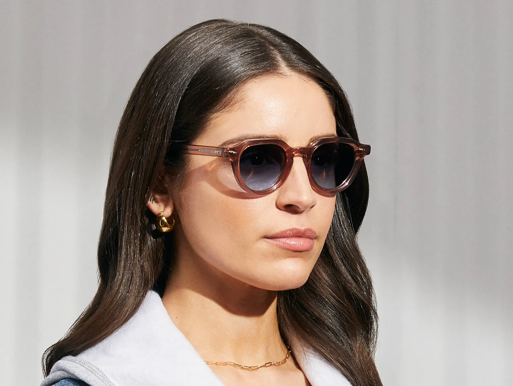 Moscot Baitsim Sun sunčane naočare, boja Vintage Rose, staklo Denim Blue, na licu