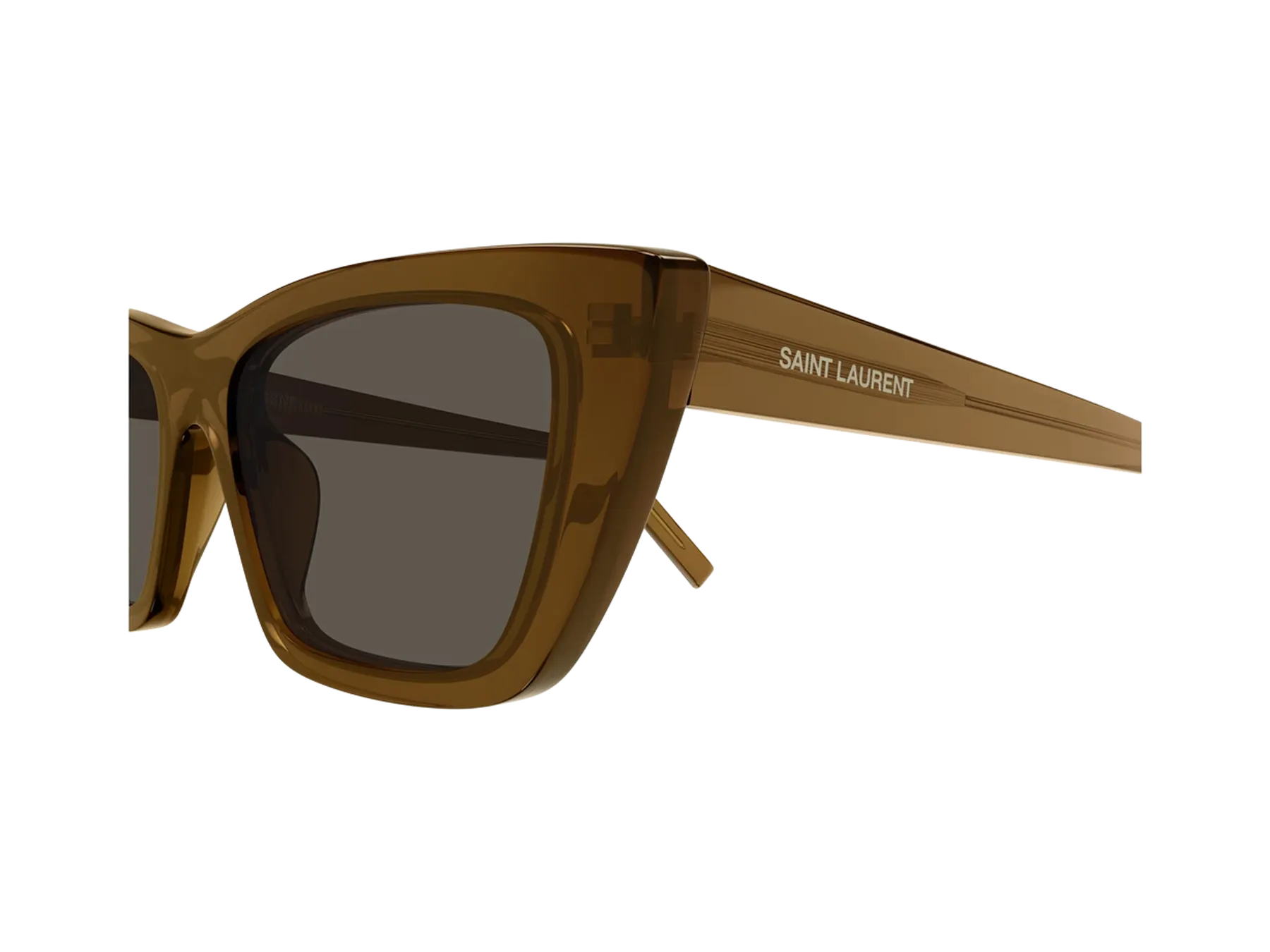 Saint Laurent SL 276 Mica sunčane naočare, boja Shiny Brown, detalj ugla okvira i drške