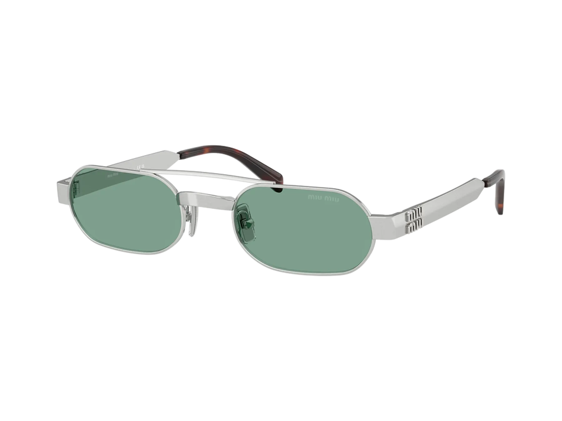 Miu Miu Envie MU B52S sunčane naočare, boja Antiqued Steel Gray, pogled iz ugla