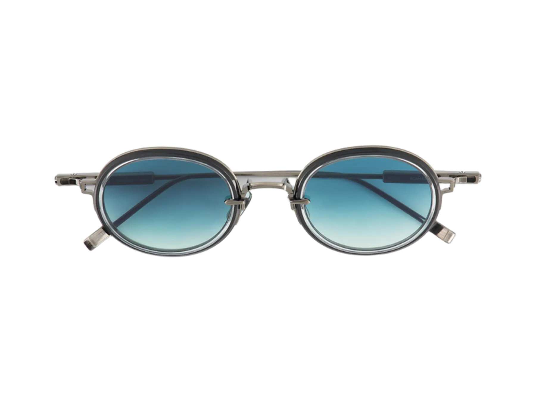 Sato Acamar II sunčane naočare, boja Antique Silver / Brushed Black, titanijum, Blue Gradient staklo, pogled odozgo